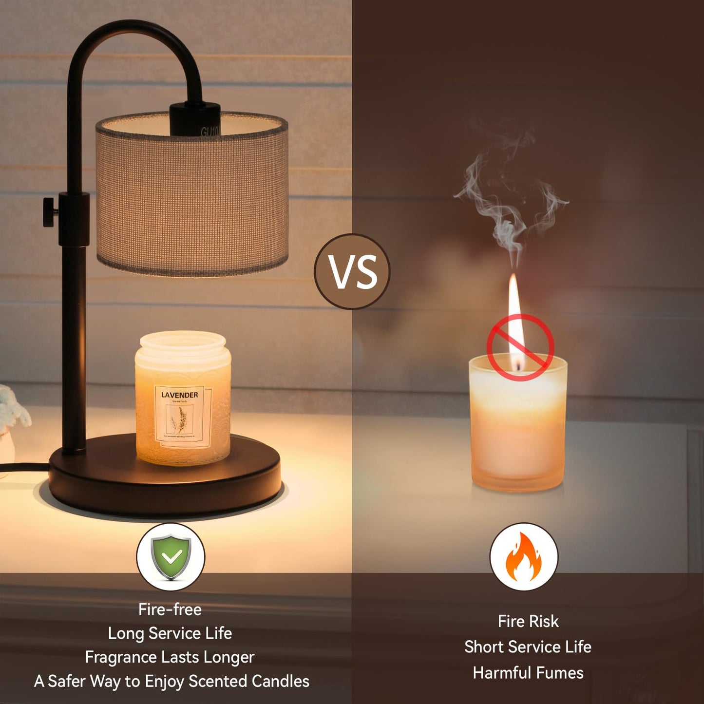 Candle Warmer Lamp with Timer, Dimmable Candle Wax Warmer Candle Lamp with 2 Bulbs