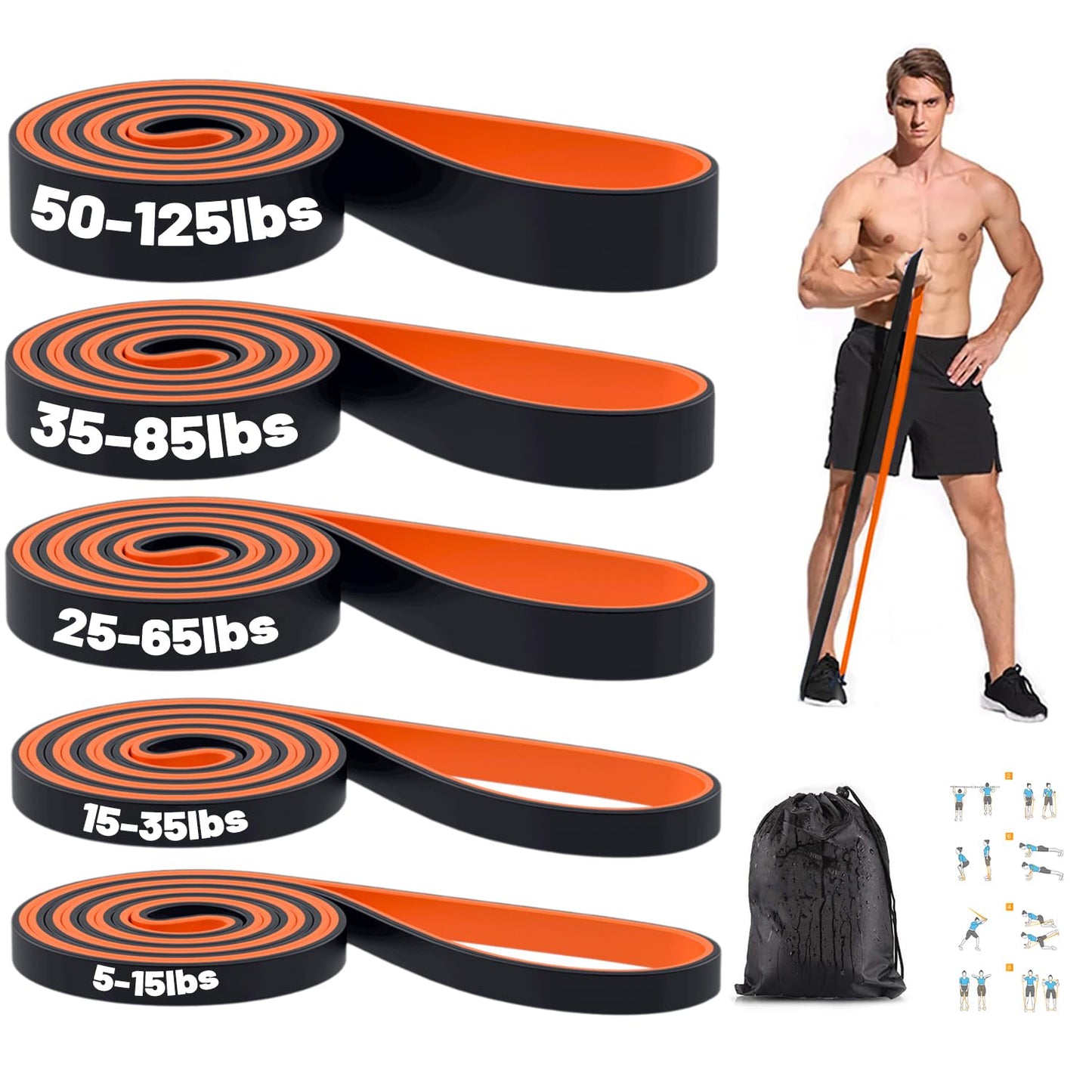 Resistance Bands, Pull Up Bands, Exercise Workout Bands for Working Out, Pull Up Assistance Bands Set for Men & Women, Body Stretching, Physical Therapy, Muscle Training