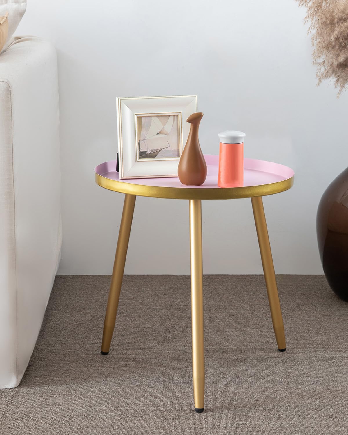 AOJEZOR Side Table: End Table for Indoor Use - Small Side Tables for Small Spaces All Matte Black with 3 Legged