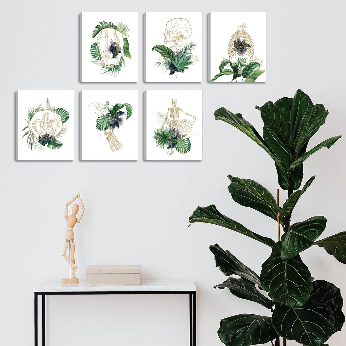 CHDITB Unframed Flowers Skeletal Wall Art Print, Human Organs Art Printing, Body Anatomy Art Posters Abstract Anatomy Viscera Skull Wall Decor, Medical Wall Art For Clinic -Set Of 6 (8" x 10")