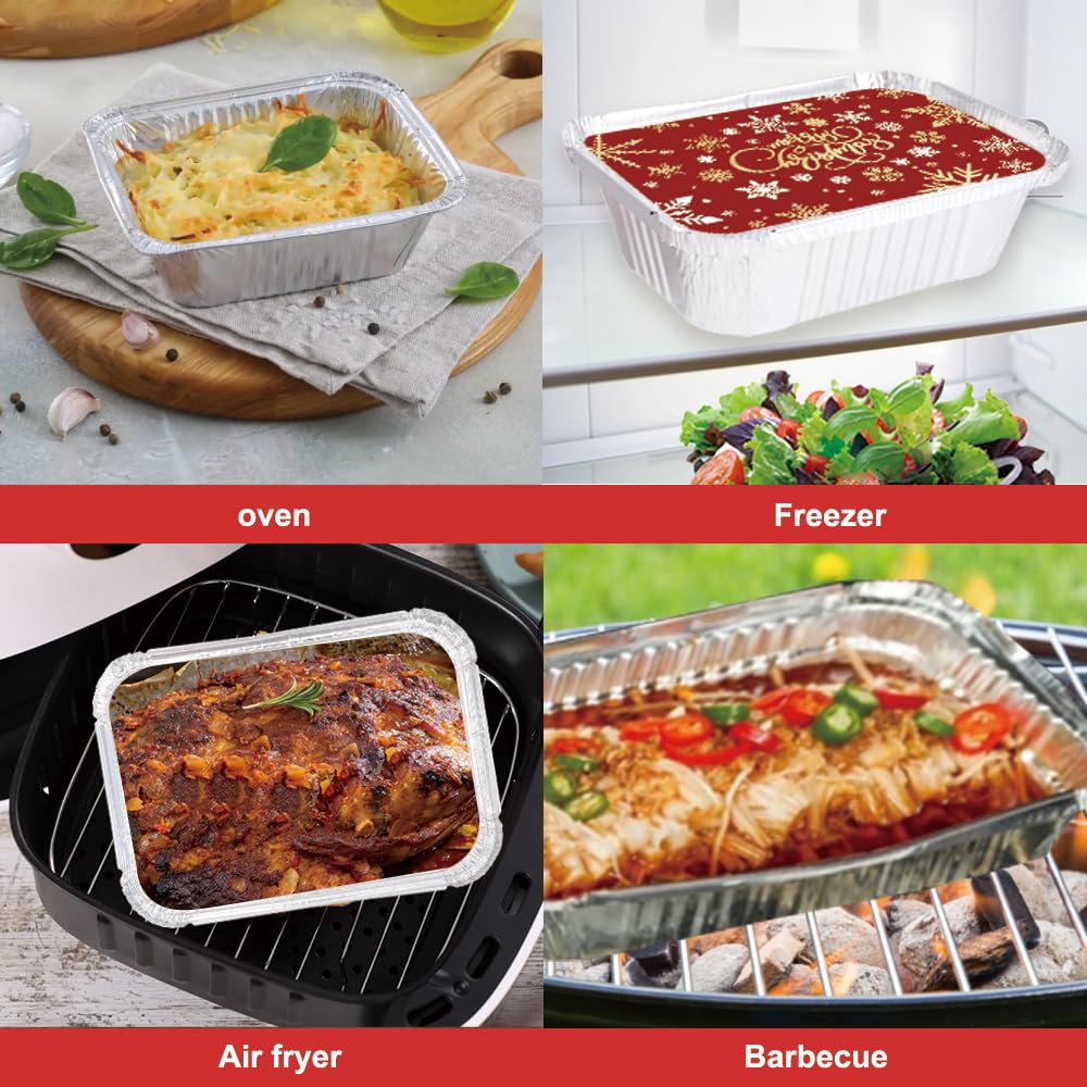 36PCS Thanksgiving Food Containers 9 Styles Fall Foil storage Containers with Lids Aluminum Disposable Leftover Cookie Tin Pans for Holiday Gift Giving Party Supplies