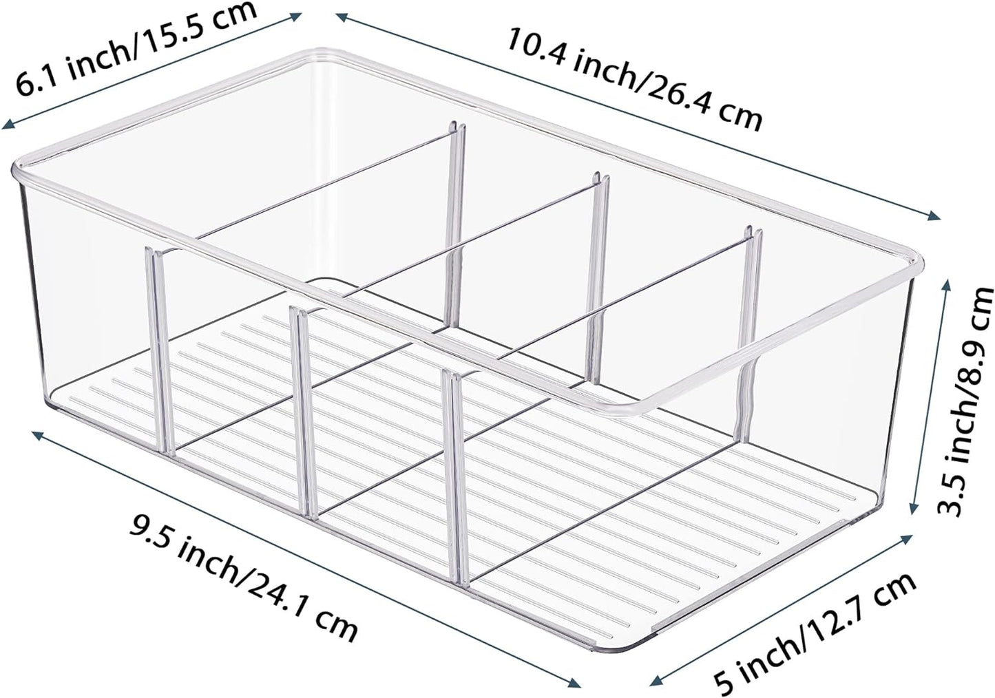 Vtopmart 8 Pack Food Storage Organizer Bins, Clear Plastic Bins for Pantry, Kitchen, Fridge, Cabinet Organization and Storage, 4 Compartment Holder