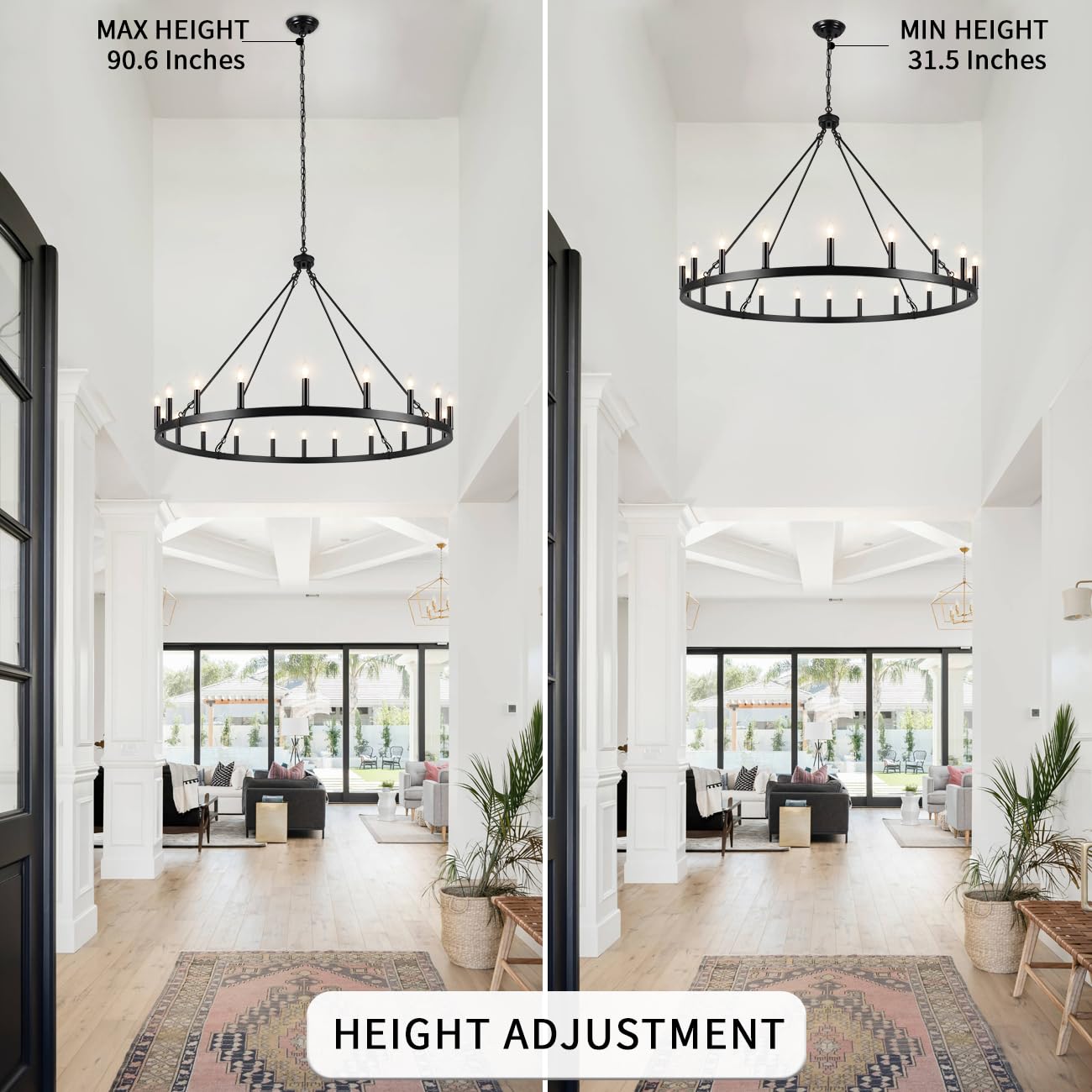 LASENCHOO 5 Lights Boho Drum Chandeliers for Dining Room Light Fixture, 19" Woven Pendant Light Fixture Hanging Bohemian Chandelier