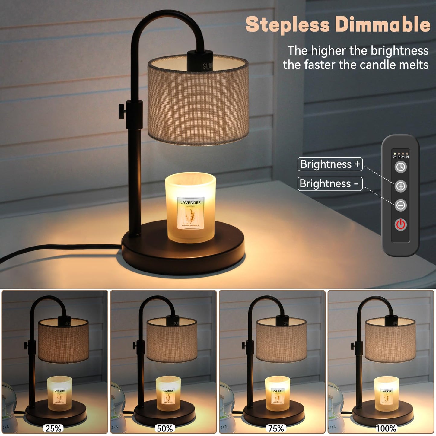 Candle Warmer Lamp with Timer, Dimmable Candle Wax Warmer Candle Lamp with 2 Bulbs
