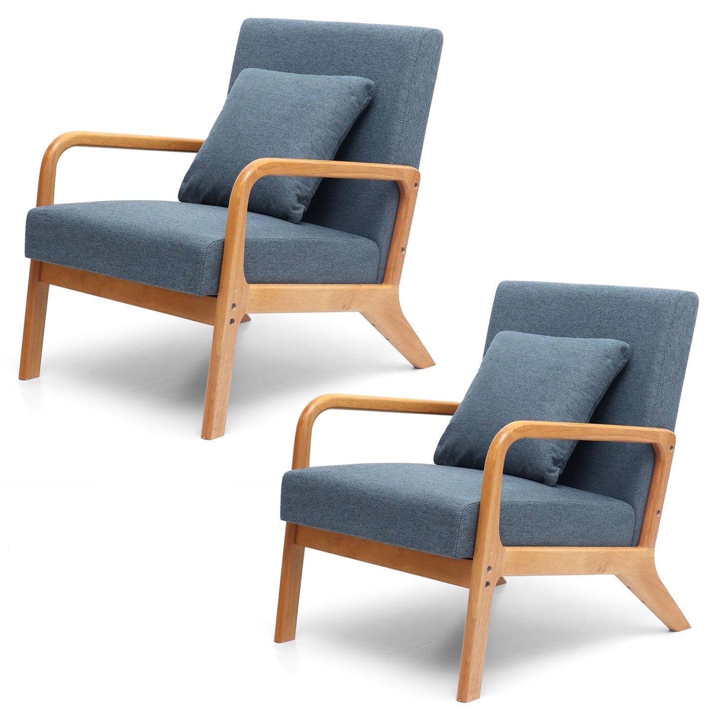 ELUCHANG Mid-Century Modern Accent Chair With Lumbar Pillow, Upholstered Armchair