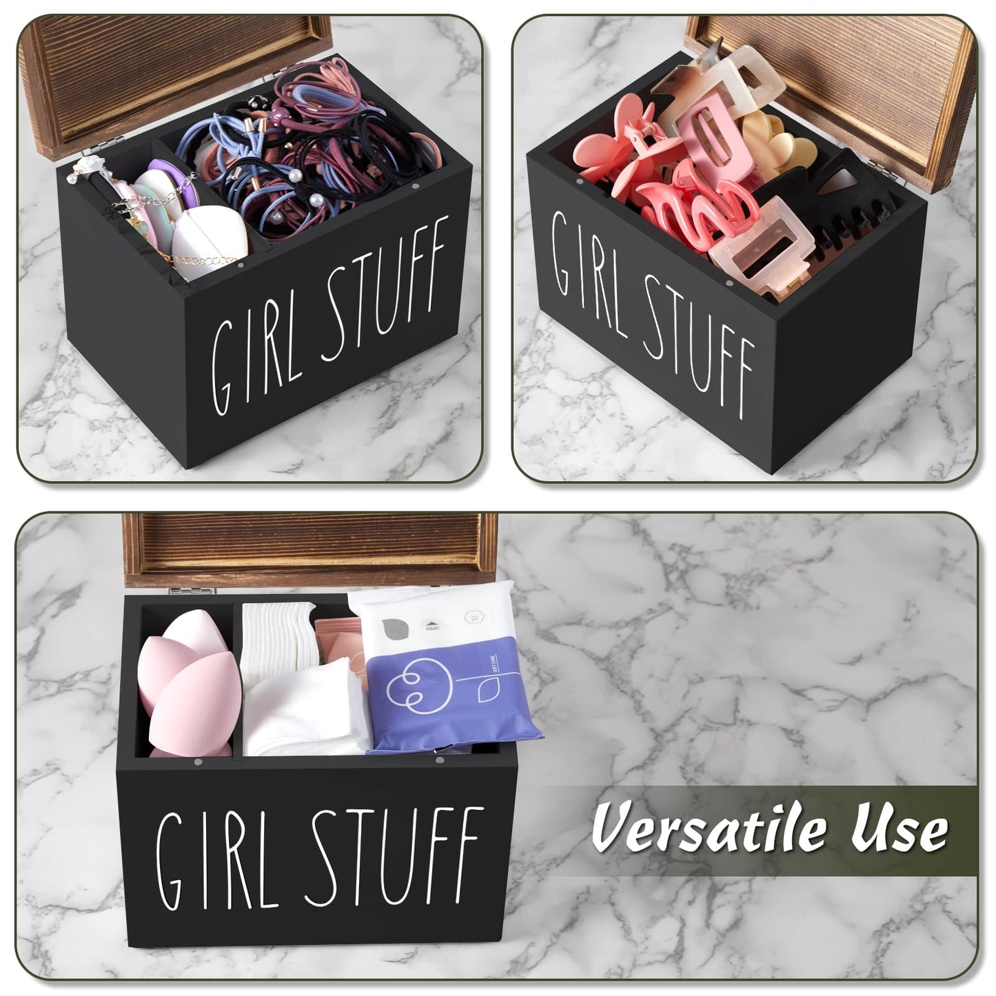 DRASTAR Tampon Holder for Bathroom, Feminine Product Organizer, Pad Organize Case with hinged lid, Shark Week Tampon Storage, Lady Stuff Box for Bathroom Accessories