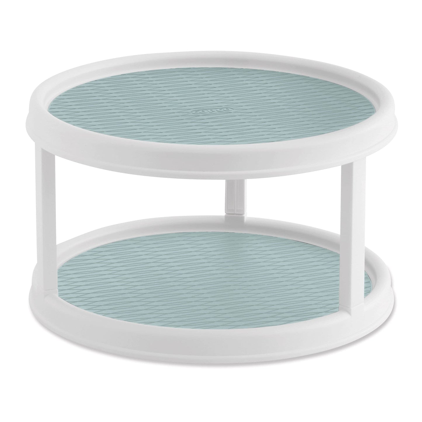 Copco Non-Skid Turntable, storage organizer 2-Tier, 12-Inch, Durable & Easy Clean, White/Gray