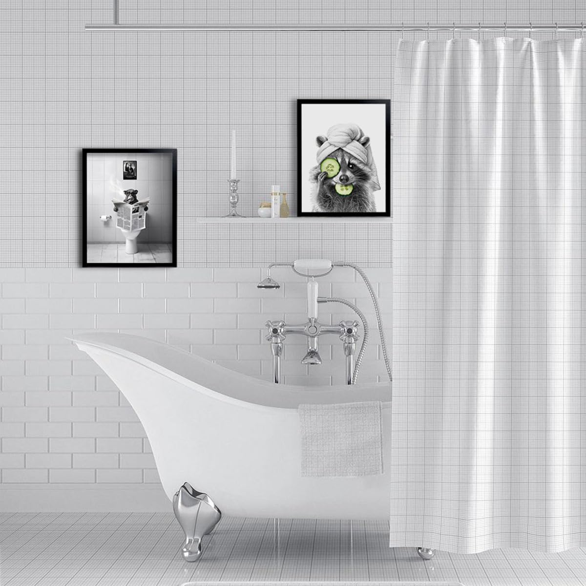 Foduuo Wall Art, Funny Highland Cow Poster, Black Framed, Waterproof, Bathroom Decoration