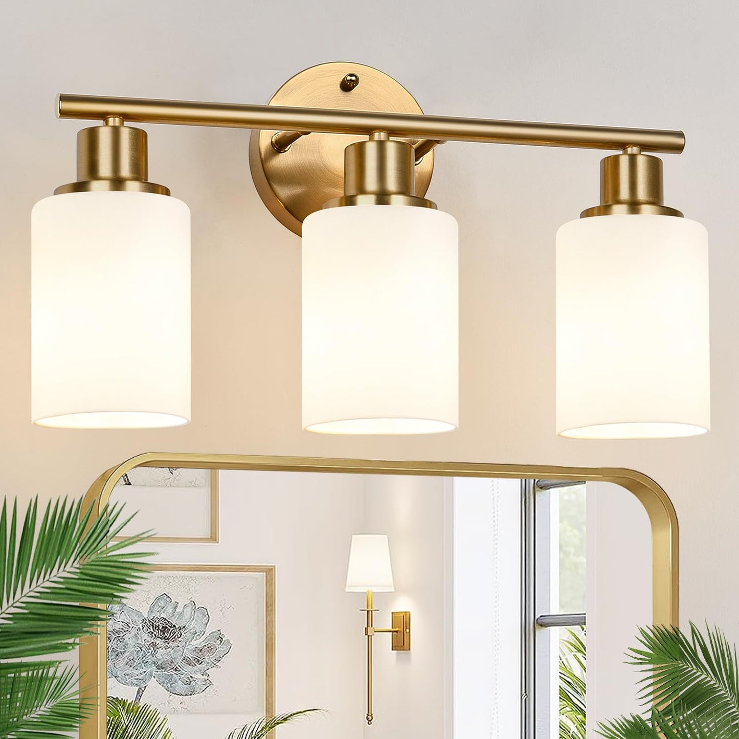 3-Light Bathroom Light Fixtures, Black Modern Vanity Lights with Clear Glass Shade, Bathroom Wall Lamp