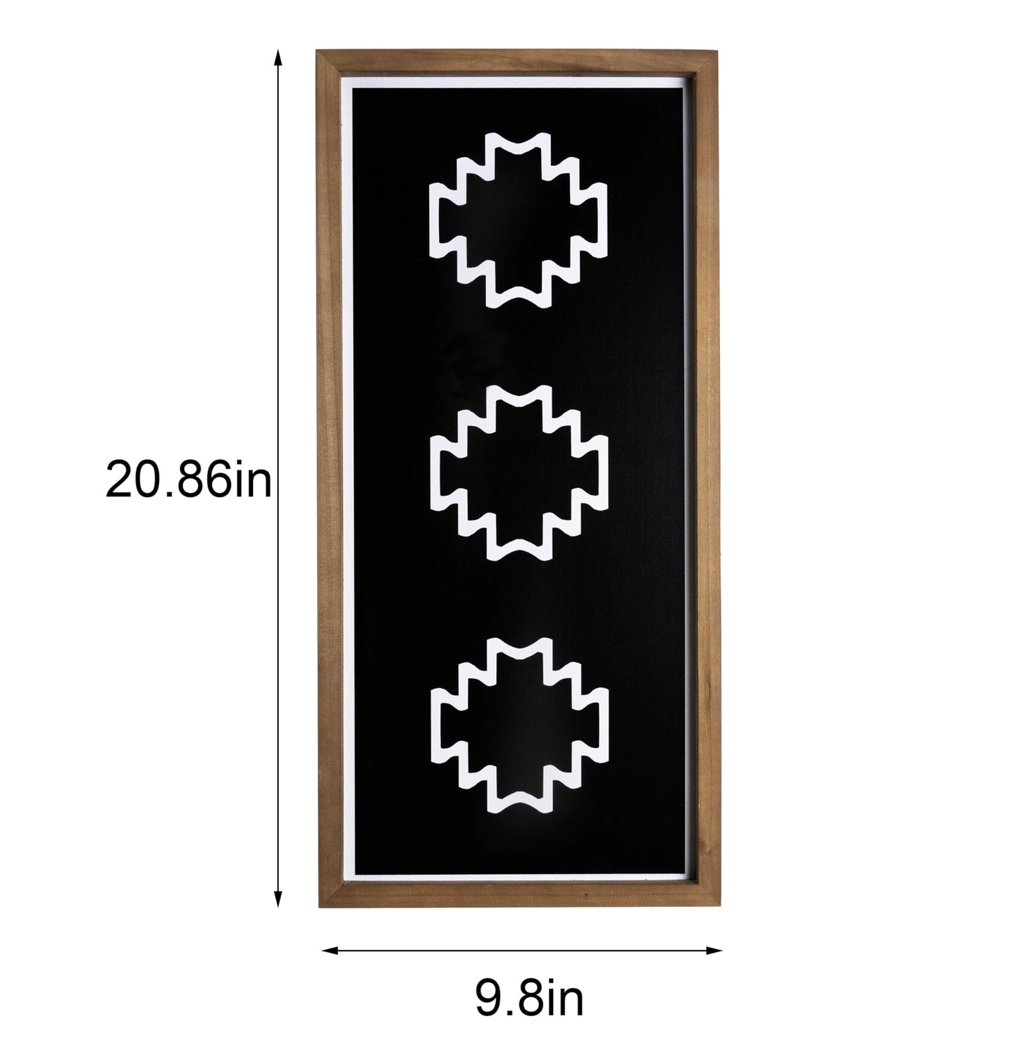2 Pcs Western Aztec Wall Decor With Wood Framed, 20.9x9.8 Inch Wooden Southwestern Boho Wall Art, Native American Living Room Bedroom Guest Bathroom Rustic Decorations for Home