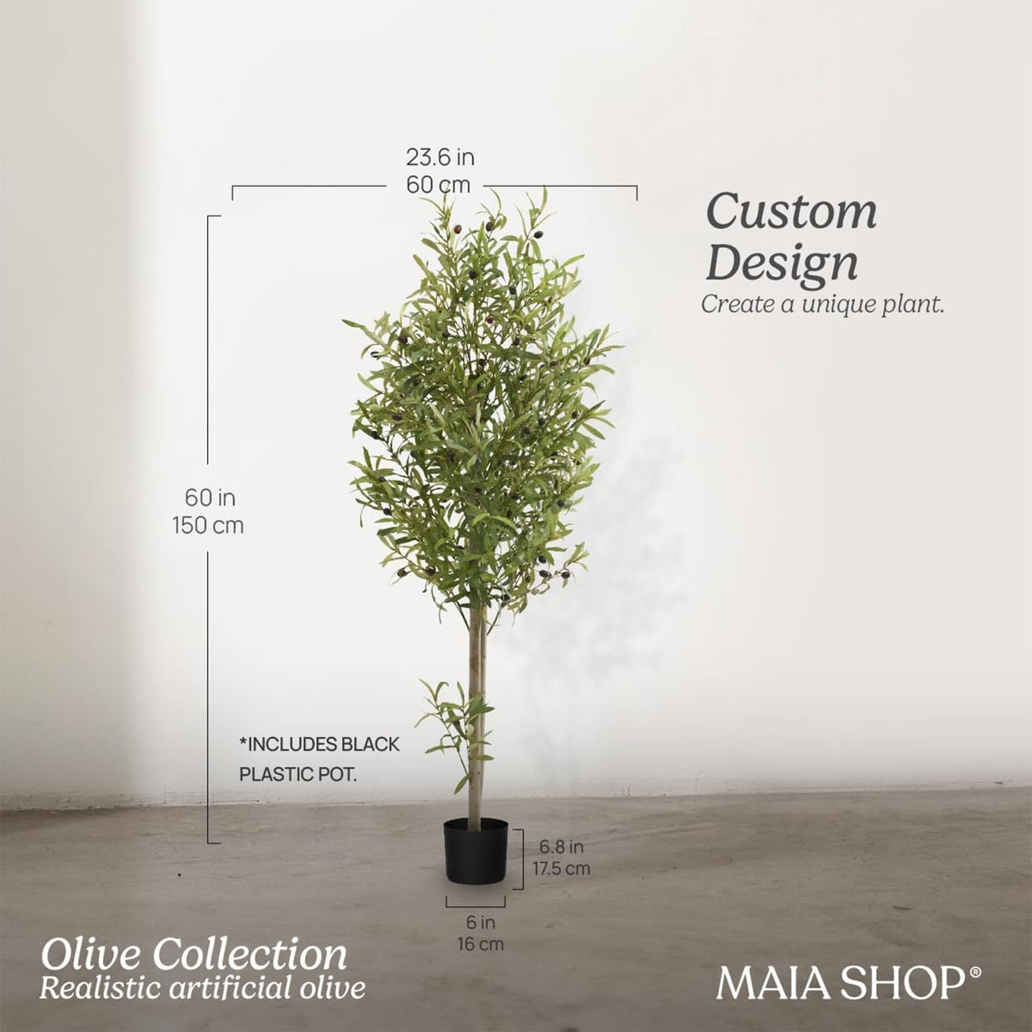 Maia Shop 3.5ft Artificial Bamboo Tree, Fake Plants for Home Decor, Natural Wood Trunk