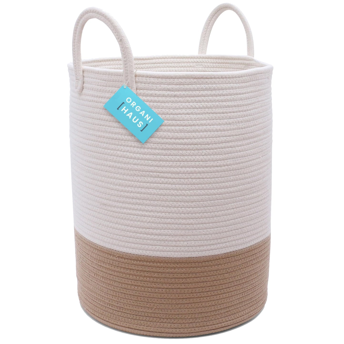 OrganiHaus Large Blanket Basket for Living Room 20x13, Rainbow Rope Basket for Classroom Organization, Toy Storage Basket, Woven Kids Laundry Basket