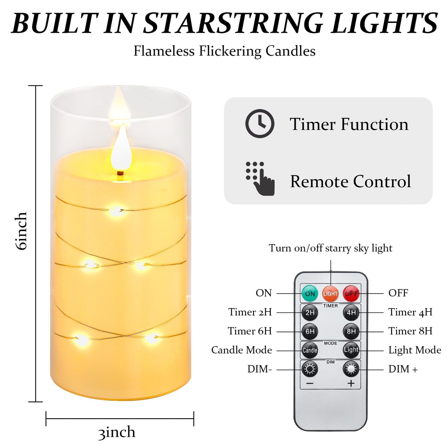 Aignis 12pcs Flameless LED Candles Battery Operated with 10-Key Remote Timer, Outdoor Indoor Waterproof Electric Lights, Warm Flickering Glow for Cozy & Romantic Home/Wedding/Holiday Décor
