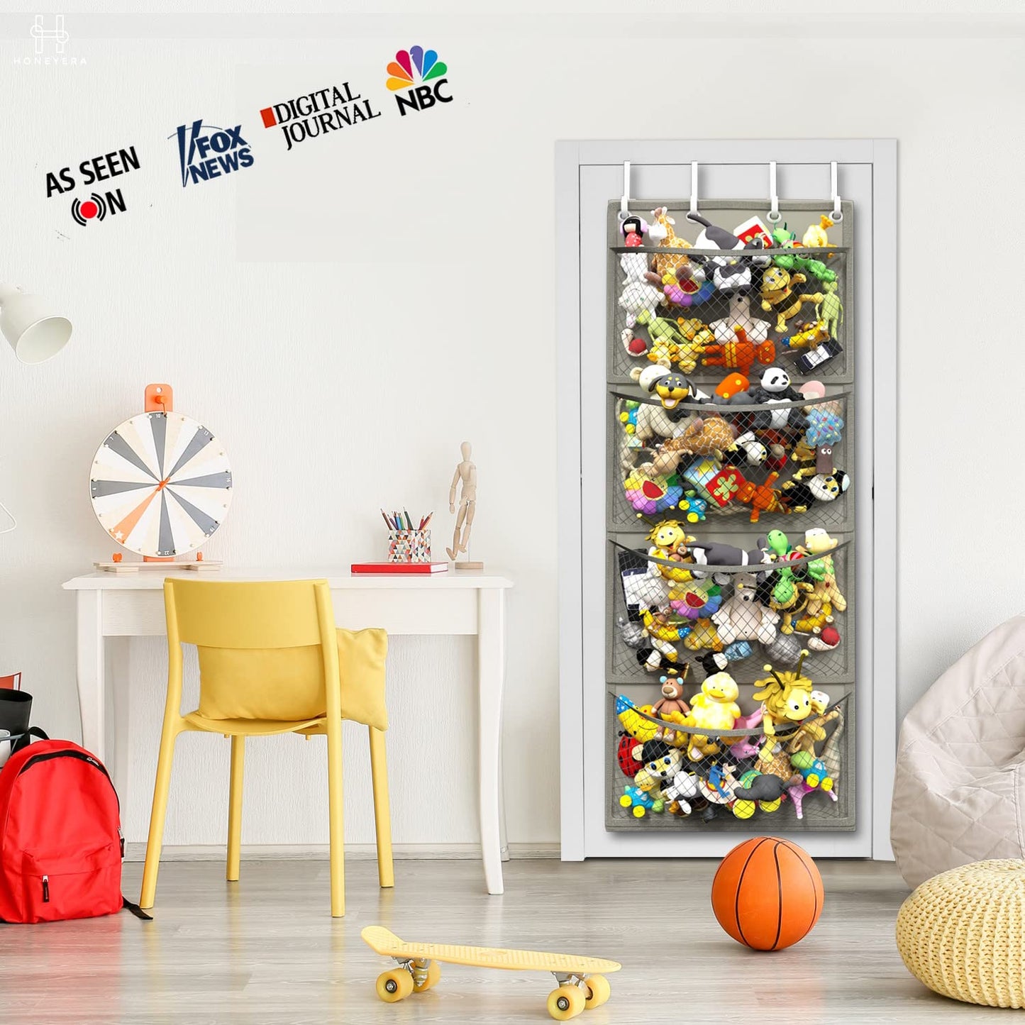 The Original Stuffed Animal Storage (Patent Pending) - Over Door Organizer for Stuffies, Baby Ideas Holder, Toy Plush/Hammock Hanging Storage Net Big Girls Toddler Large Bag Animals