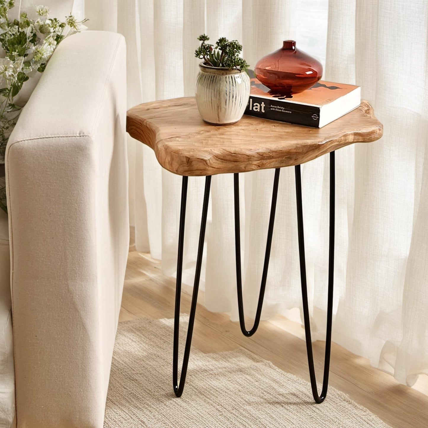 Small End Table, Unique Desktop Side Table,19" L x 16" W x 20.5" H Nightstand