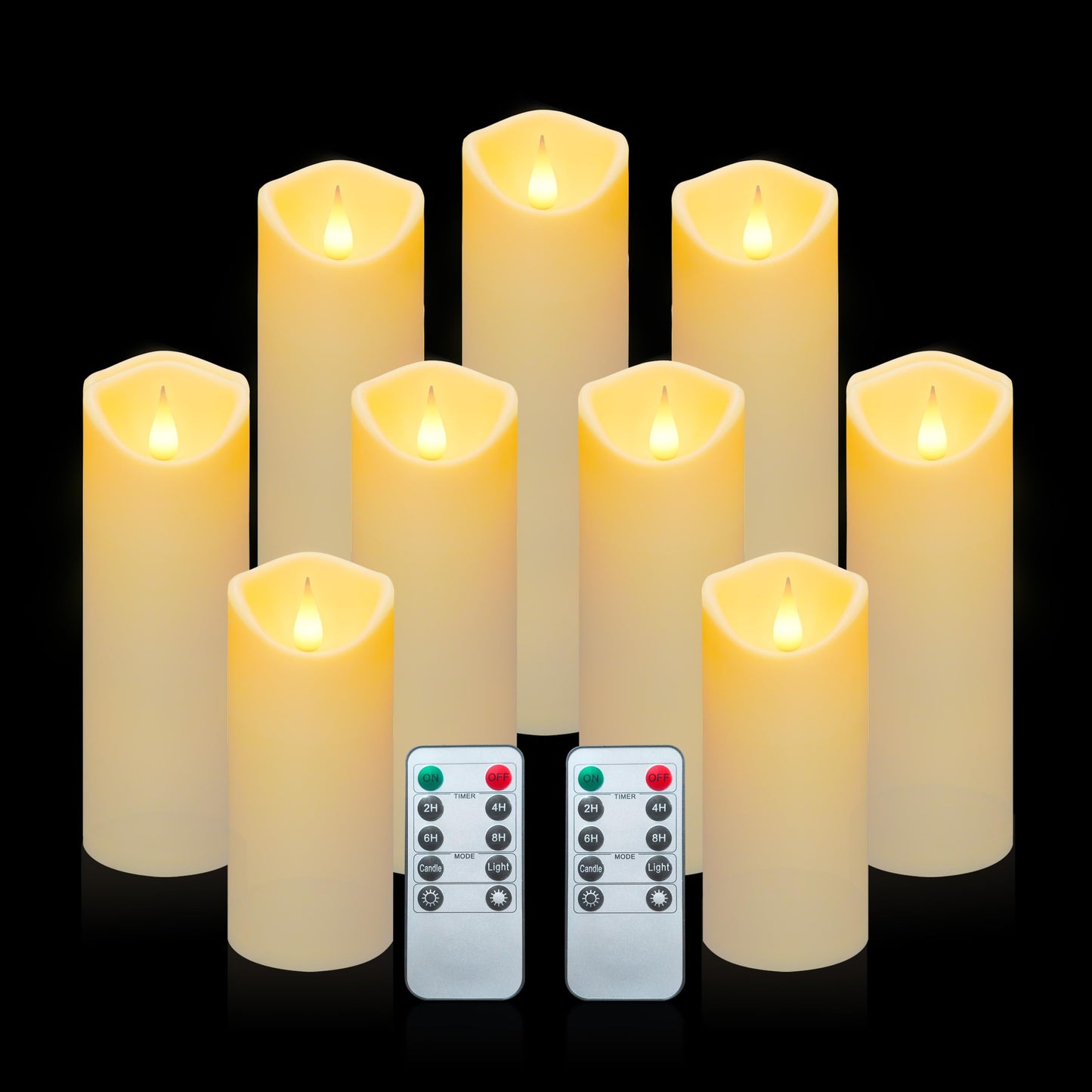 Aignis 12pcs Flameless LED Candles Battery Operated with 10-Key Remote Timer, Outdoor Indoor Waterproof Electric Lights, Warm Flickering Glow for Cozy & Romantic Home/Wedding/Holiday Décor