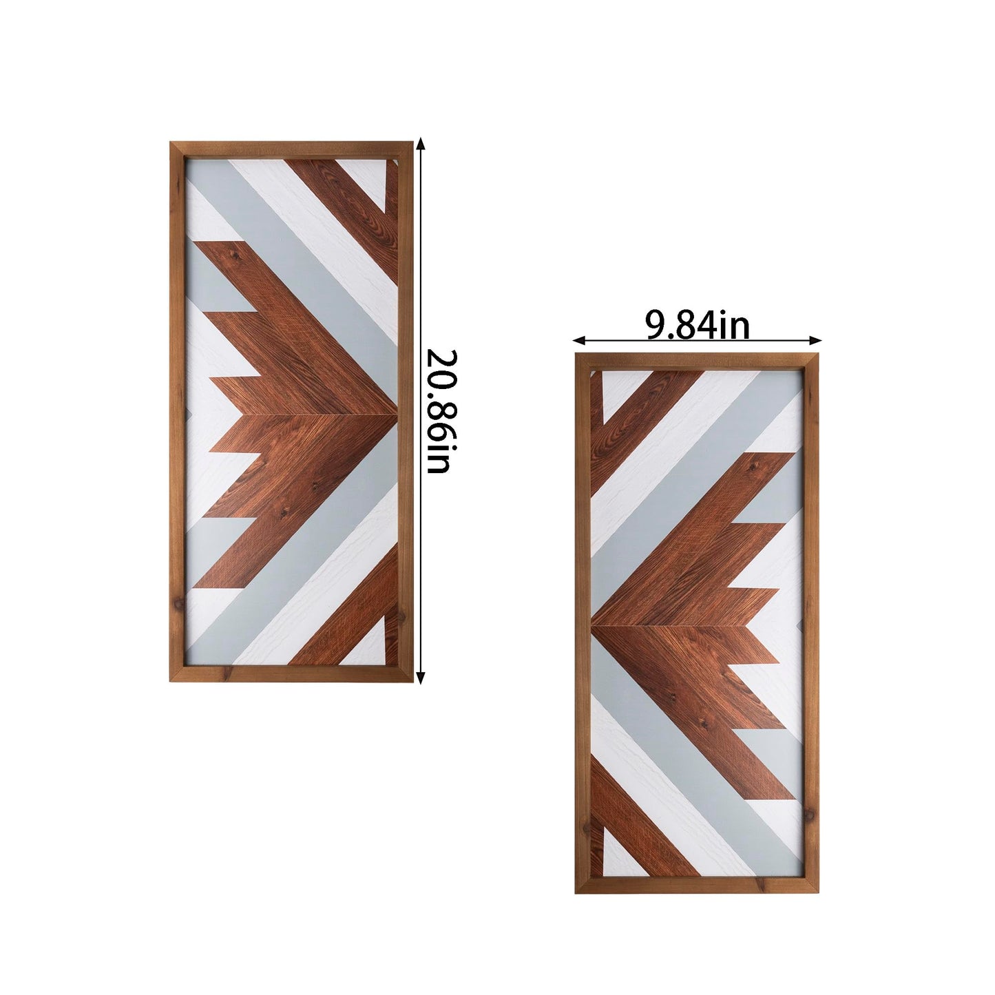 2 Pcs Western Aztec Wall Decor With Wood Framed, 20.9x9.8 Inch Wooden Southwestern Boho Wall Art, Native American Living Room Bedroom Guest Bathroom Rustic Decorations for Home