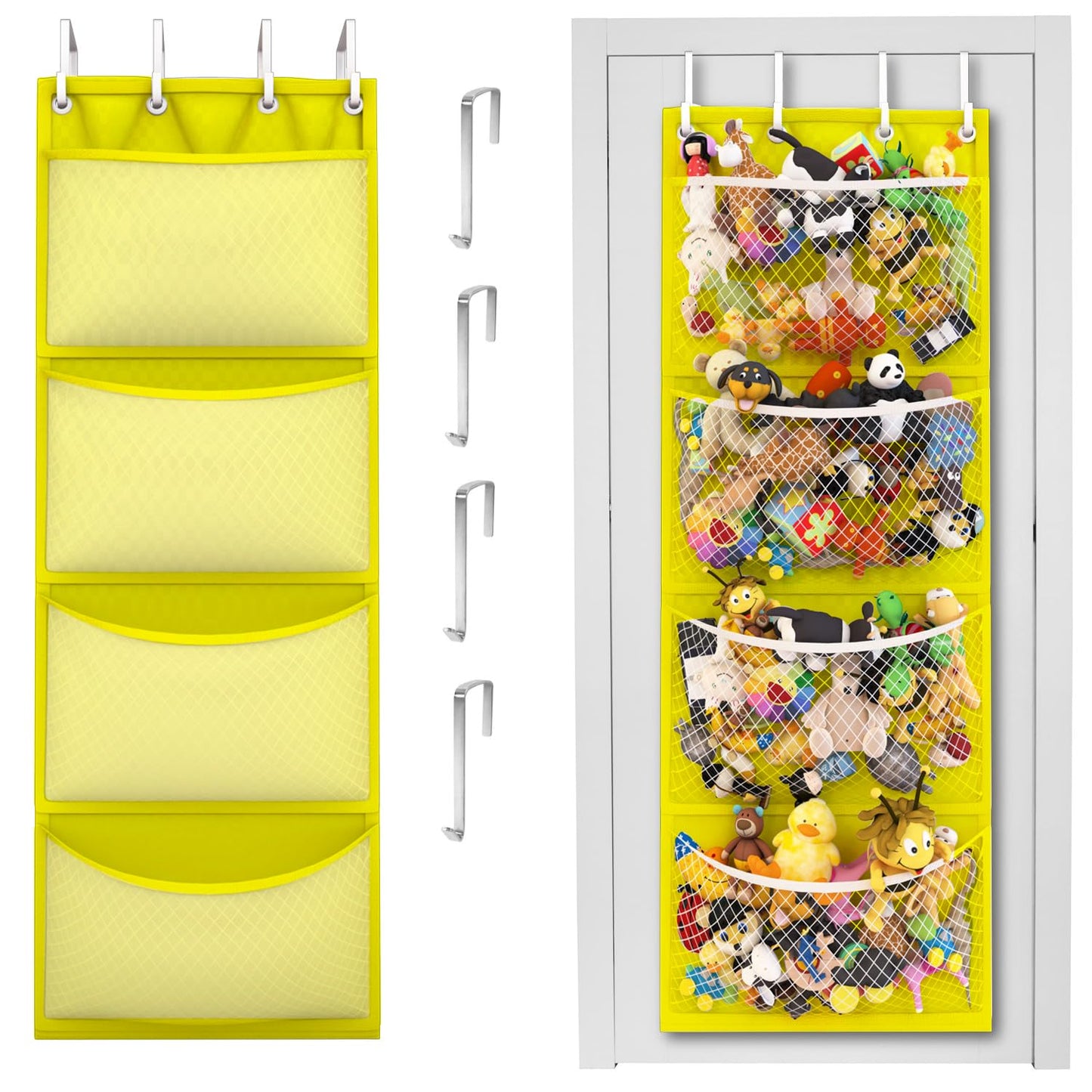 The Original Stuffed Animal Storage (Patent Pending) - Over Door Organizer for Stuffies, Baby Ideas Holder, Toy Plush/Hammock Hanging Storage Net Big Girls Toddler Large Bag Animals