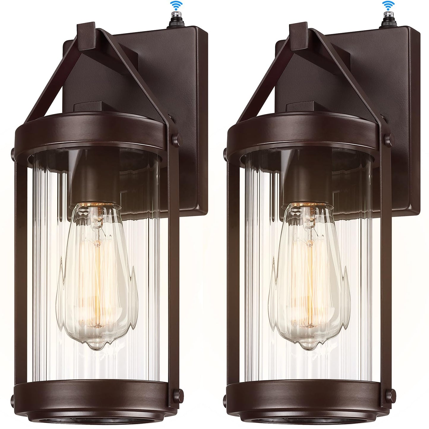 LONEDRUID 2 Pack Dusk to Dawn Outdoor Wall Light Fixtures Photocell Sensor Exterior Lantern Sconce Lighting Waterproof Outside Wall Mount Lamp for House Patio Garage Entryway Doorway