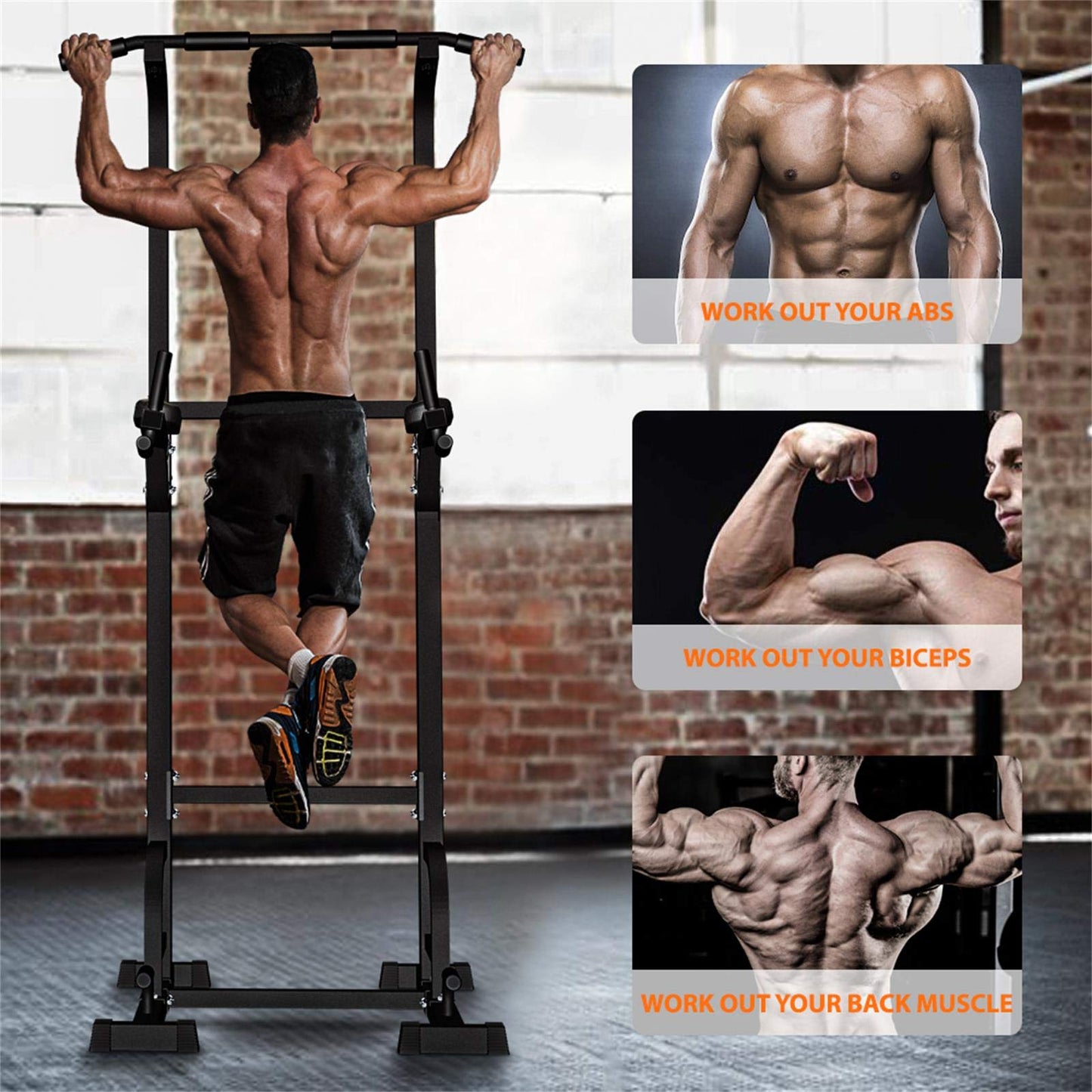 Sportsroyals Power Tower Pull Up Dip Station Assistive Trainer Multi-Function Home Gym Strength Training Fitness Equipment 440LBS