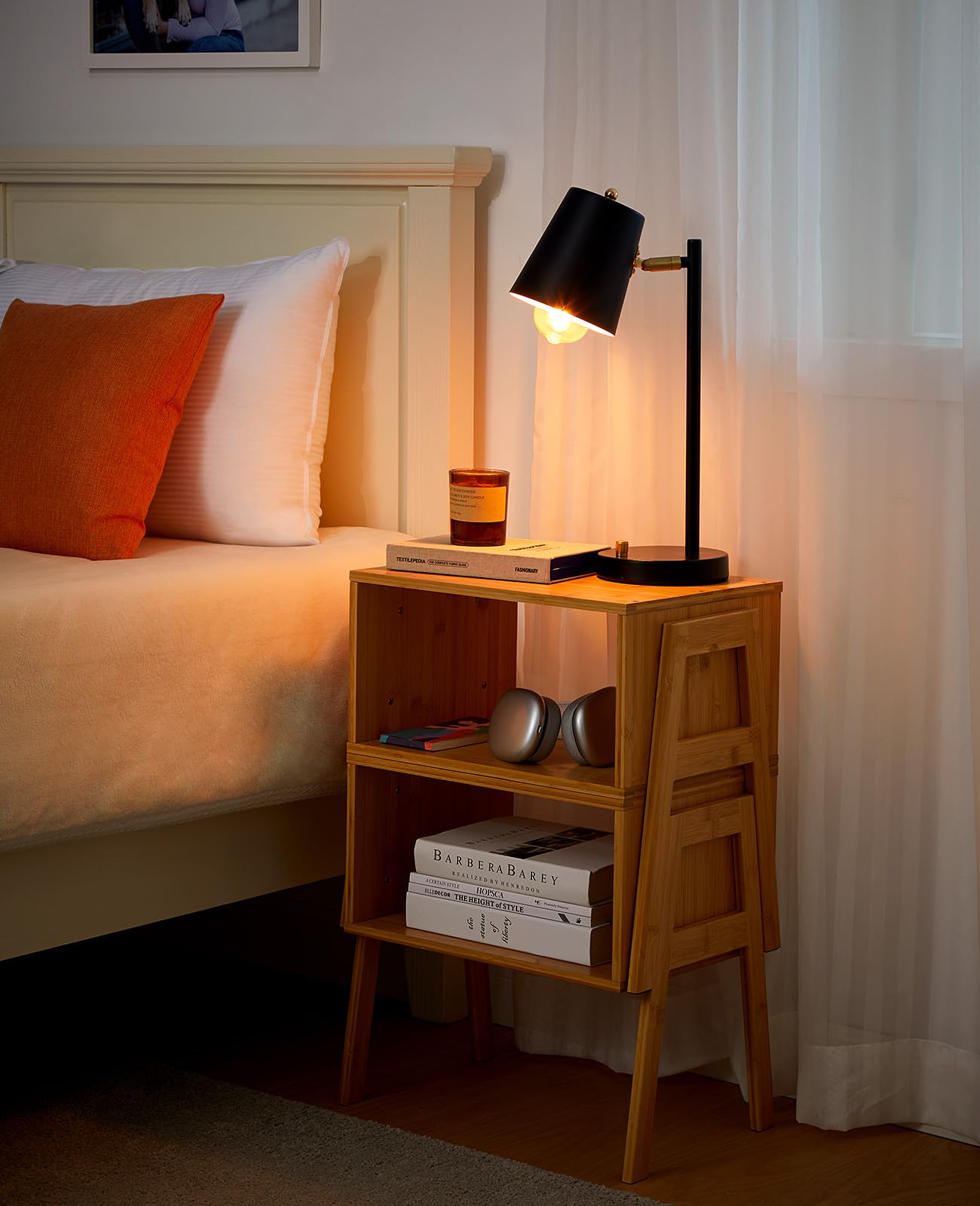 Pipishell Bamboo Stackable End Tables, Living Room Nightstand, Bedside Tables for Bedroom Storage, Set of 2