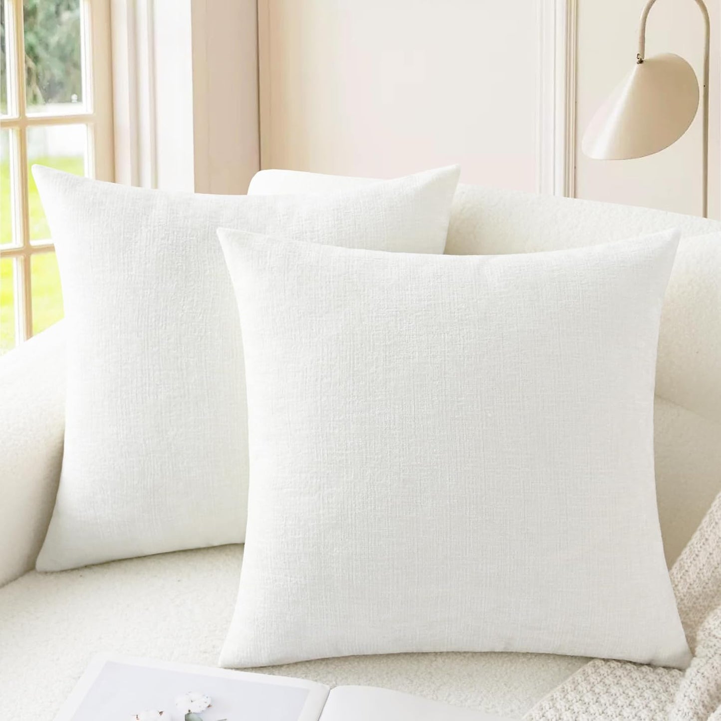 CaliTime Throw Pillow Covers Decorative 18 X 18 Inches Pack of 2 Cozy Chenille Cushion Cases for Couch Sofa Bed Living Room Home Teal