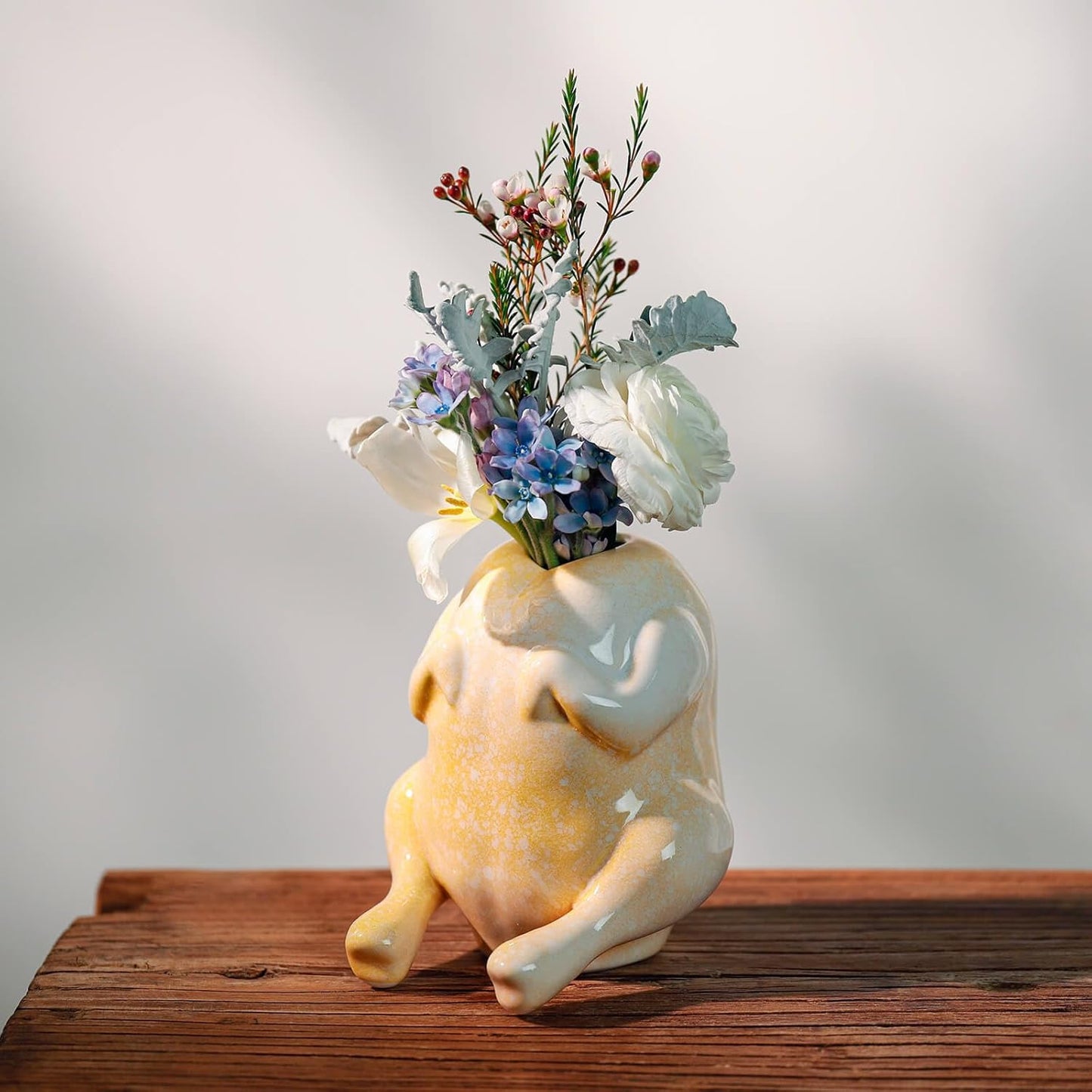 SAANG & JAT Pink Turkey Ceramic Vase - Funny Flower Vase for Home, Unique Office Decor, Quirky Centerpiece for Table or Shelf, Perfect for Women, Teacher Gift, Mothers Day