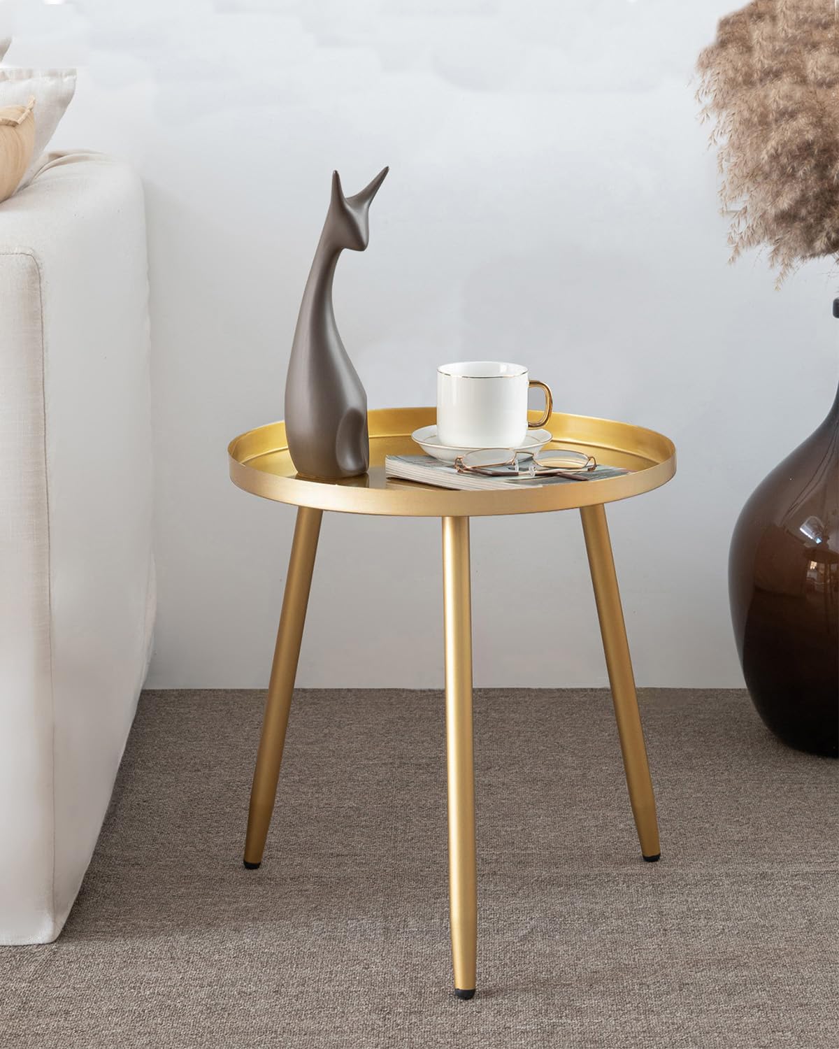 AOJEZOR Side Table: End Table for Indoor Use - Small Side Tables for Small Spaces All Matte Black with 3 Legged