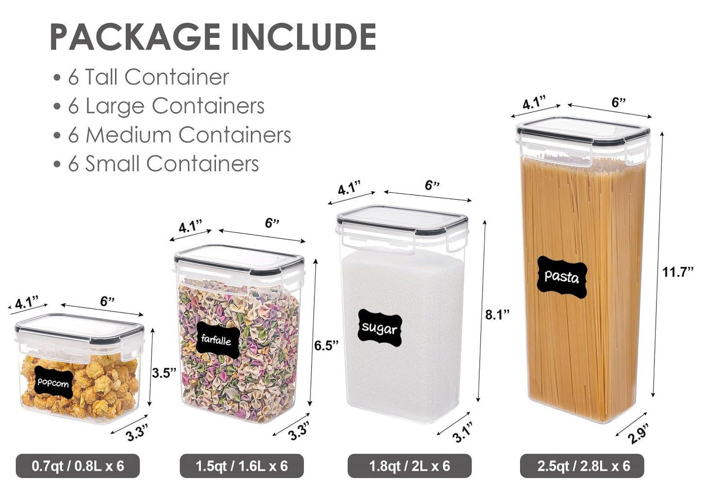 Airtight Food Storage Containers with Lids, Vtopmart 24 pcs Plastic Kitchen and Pantry Organization