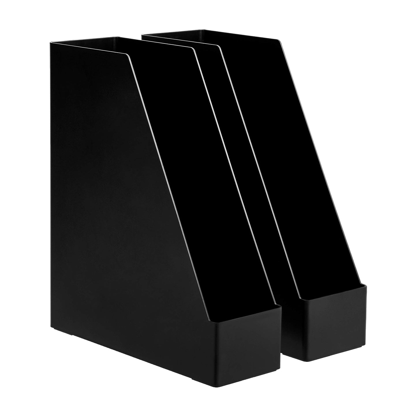 Amazon Basics Rectangular Plastic Desk Organizer, Magazine Rack, White, 2-Pack