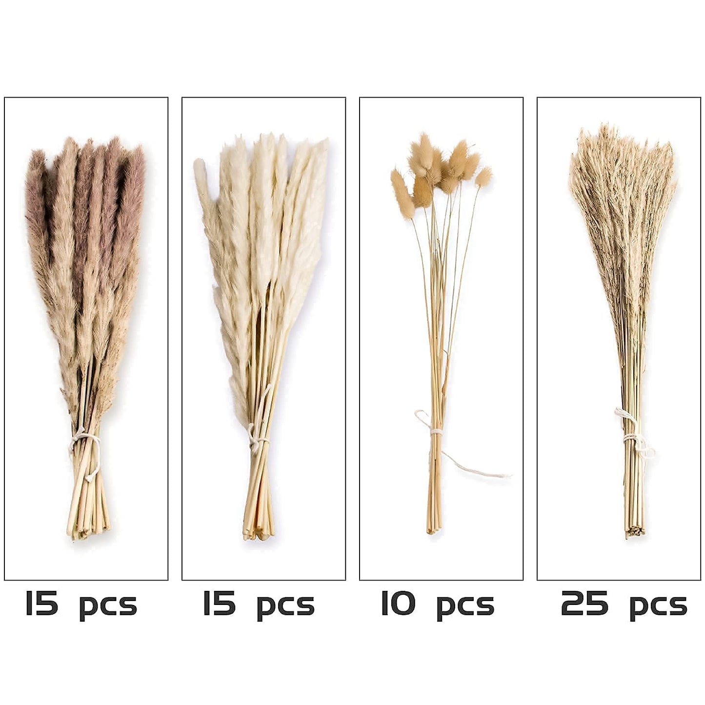 Dried Pampas Grass Decor, 100 Stems Pampas Grass Contains Bunny Tails Dried Flowers
