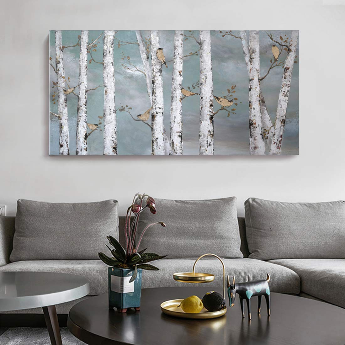 3 Piece Wall Art Hand-Painted Framed Flower Oil Painting On Canvas Gallery Wrapped Modern Floral Artwork for Living Room Bedroom Décor Teal Blue Lake Ready to Hang 12"x16"x3 panel