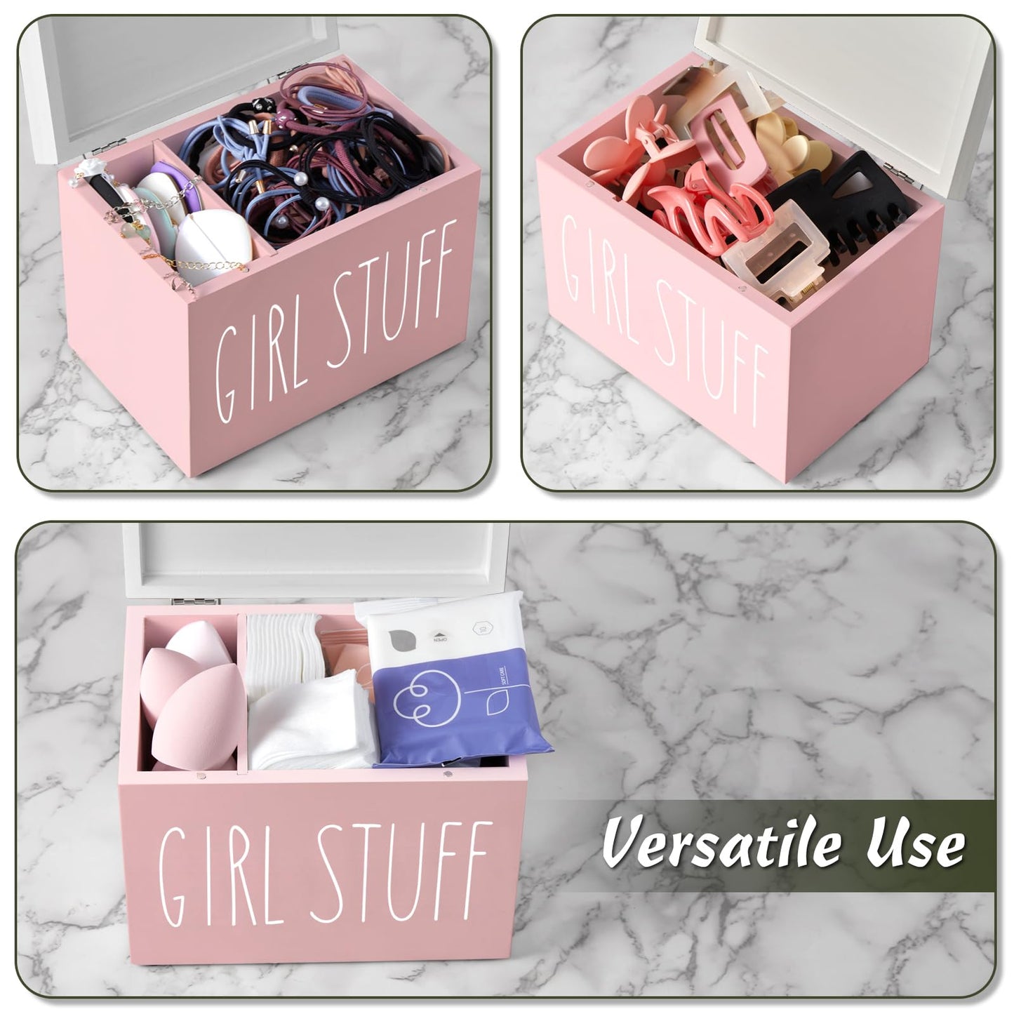 DRASTAR Tampon Holder for Bathroom, Feminine Product Organizer, Pad Organize Case with hinged lid, Shark Week Tampon Storage, Lady Stuff Box for Bathroom Accessories