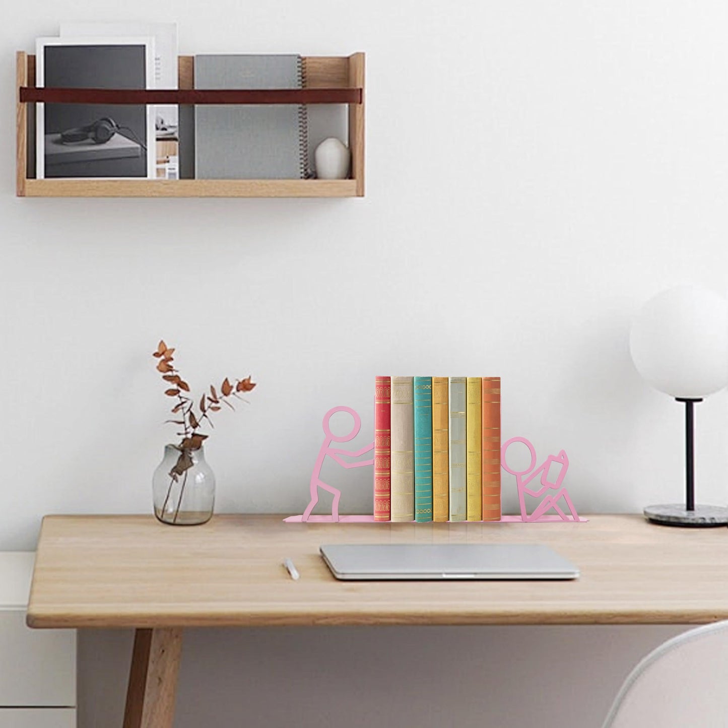 Bookends Decorative Metal Unique Office Desk Bookends Cute Book Ends Reading Decor Bookshelf Decor for Office School Library Bedroom