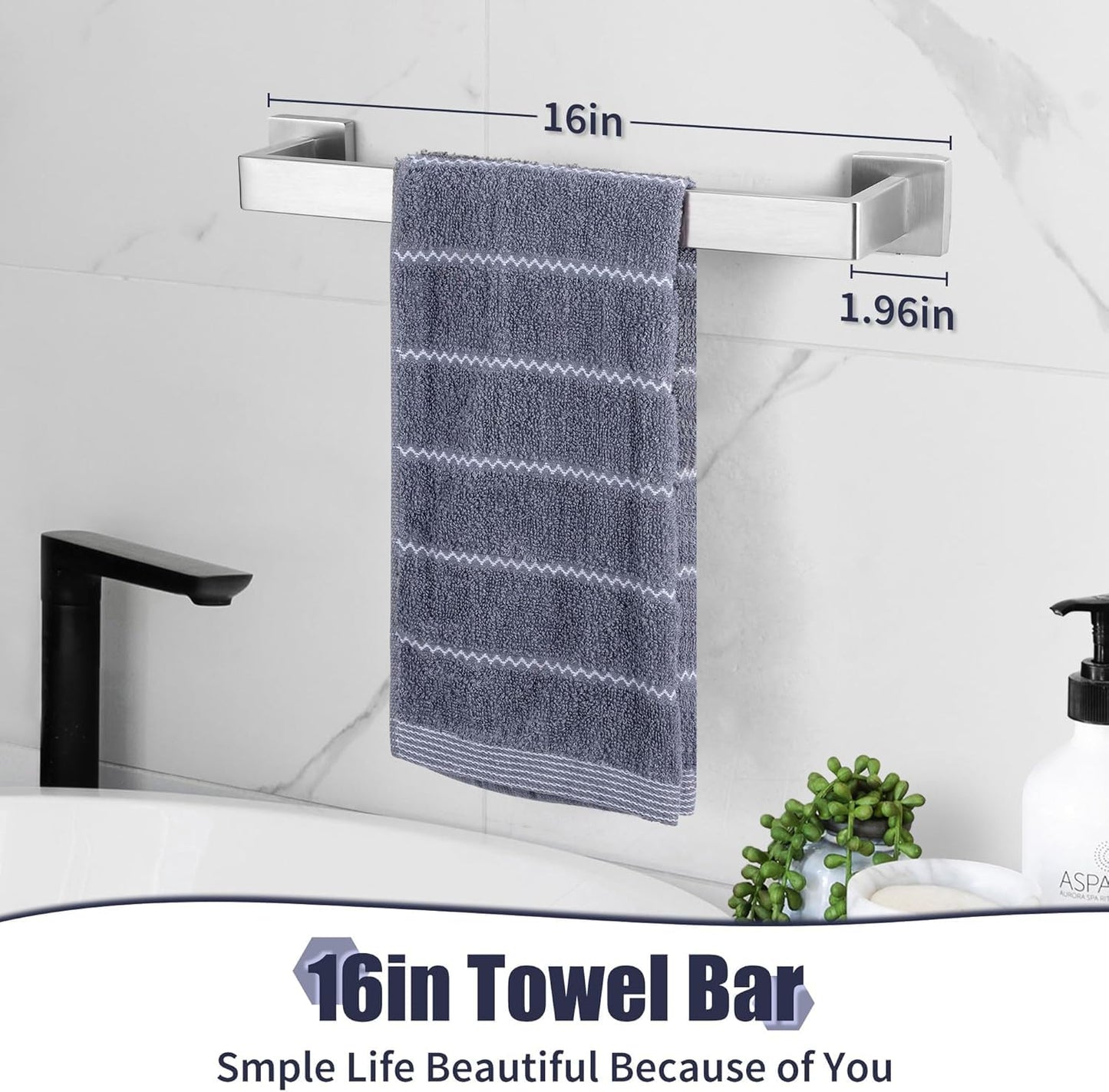 5-Pieces Matte Black Bathroom Hardware Accessories Set, SUS304 Stainless Steel Bath Towel Bar Set, Towel Racks for Bathroom Wall Mounted.
