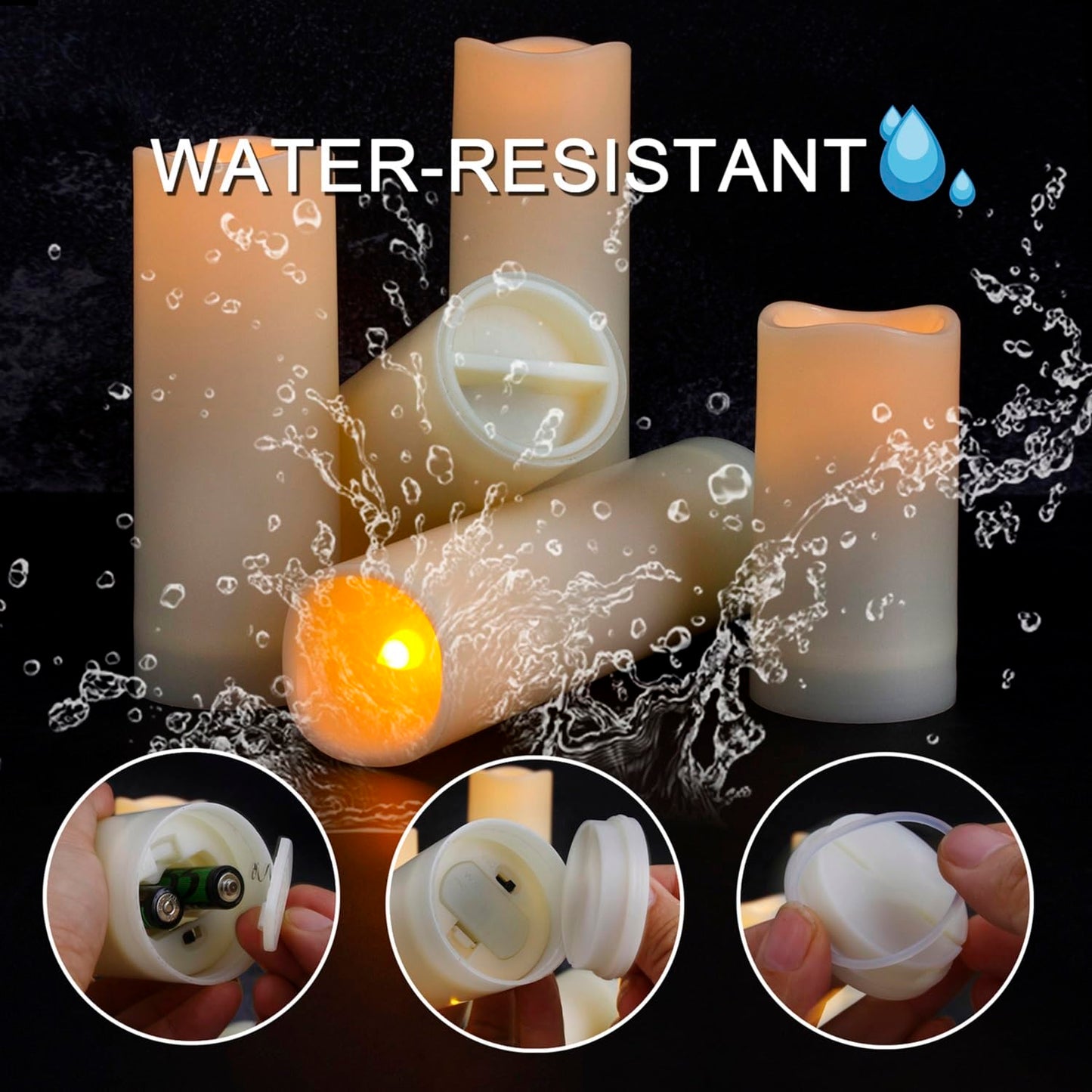 Aignis 12pcs Flameless LED Candles Battery Operated with 10-Key Remote Timer, Outdoor Indoor Waterproof Electric Lights, Warm Flickering Glow for Cozy & Romantic Home/Wedding/Holiday Décor