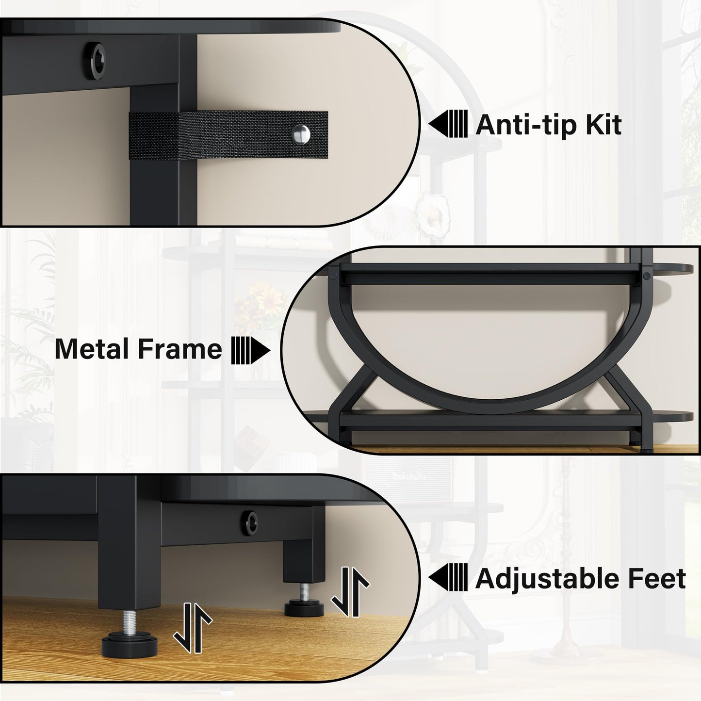Arched Bookshelf, Bookcase with Doors Storage, 71 Inches Tall Industrial Book Shelf with Sturdy Metal Frame, E1 Quality Boards, Freestanding Display Shelving Unit, Black
