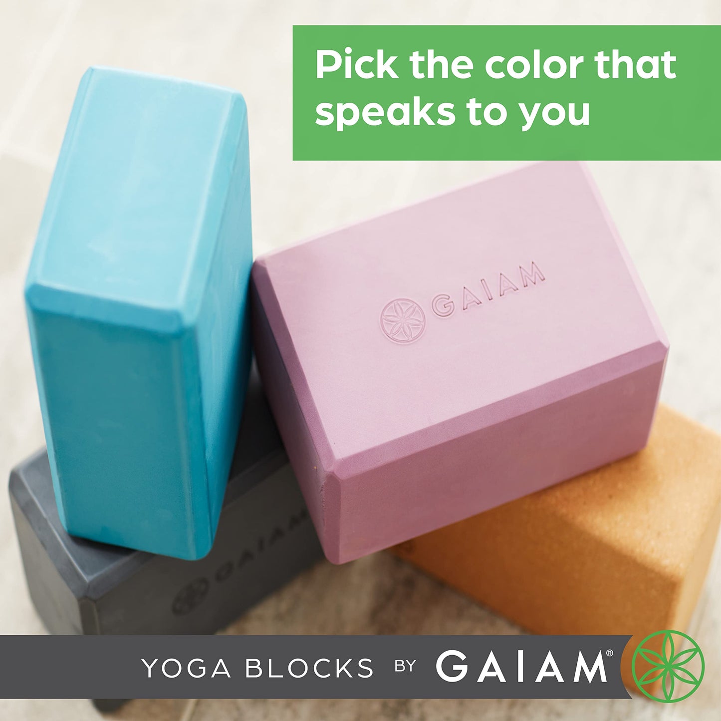 Gaiam Yoga Block - Supportive Latex-Free Eva Foam - Soft Non-Slip Surface with Beveled Edges for Yoga, Pilates, Meditation