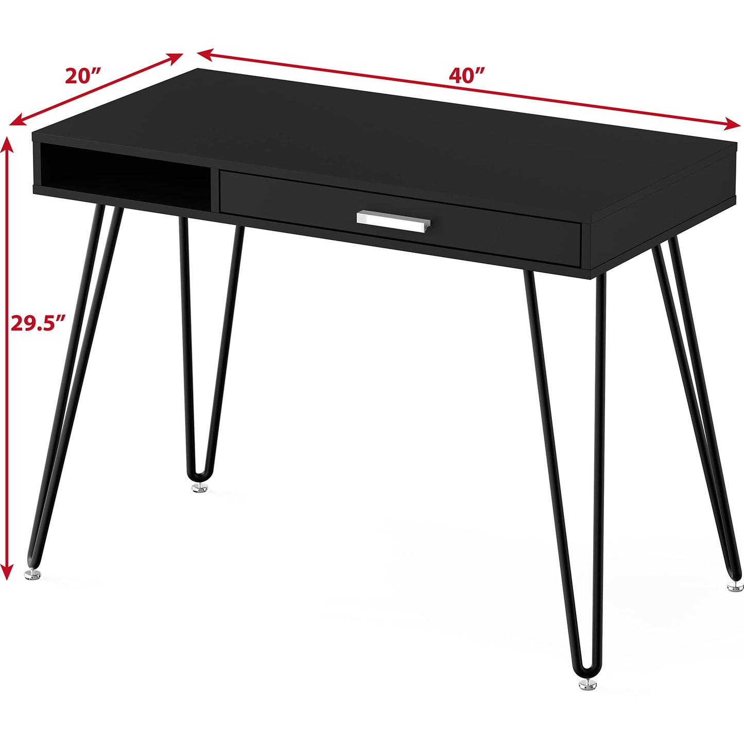 SHW Home Office Computer Hairpin Leg Desk with Drawer, Rustic Brown