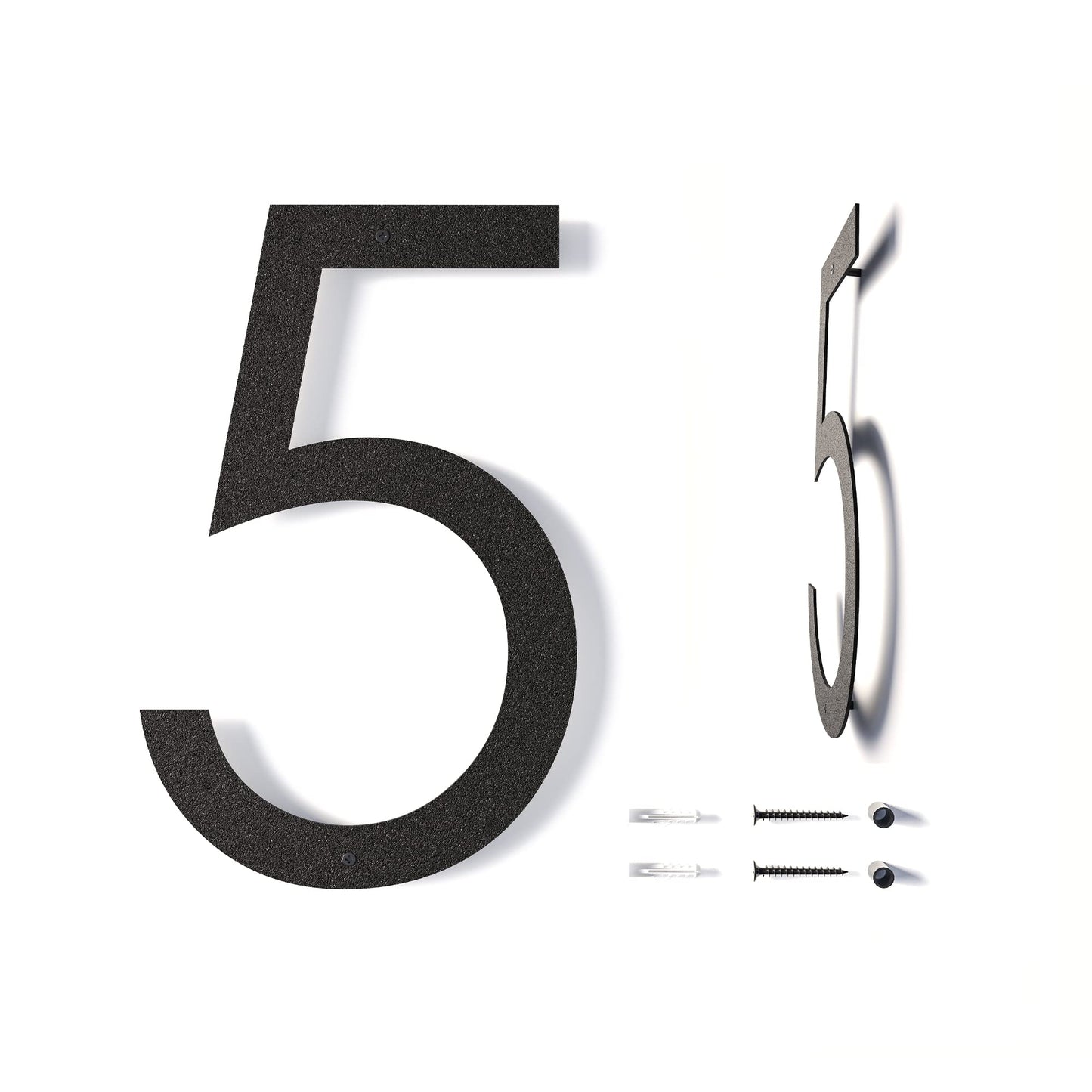12 Inch Modern Floating House Numbers for Outside | Large Metal House Numbers for Outdoors | Black Coated Rust-Proof Home Address Numbers/Plaques | Metal Numbers