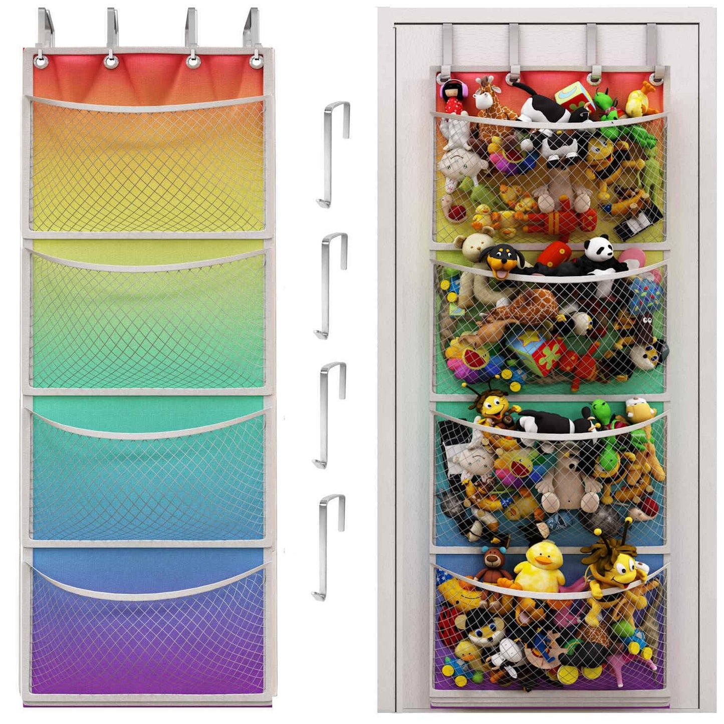 The Original Stuffed Animal Storage (Patent Pending) - Over Door Organizer for Stuffies, Baby Ideas Holder, Toy Plush/Hammock Hanging Storage Net Big Girls Toddler Large Bag Animals