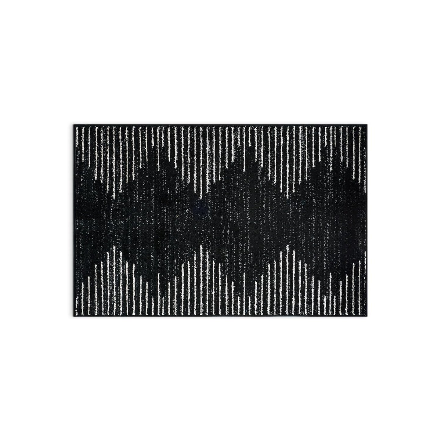 Rugshop Bohemian Stripe Stain Resistant High Traffic Living Room Kitchen Bedroom Dining Home Office Area Rug 5' x 7' Black
