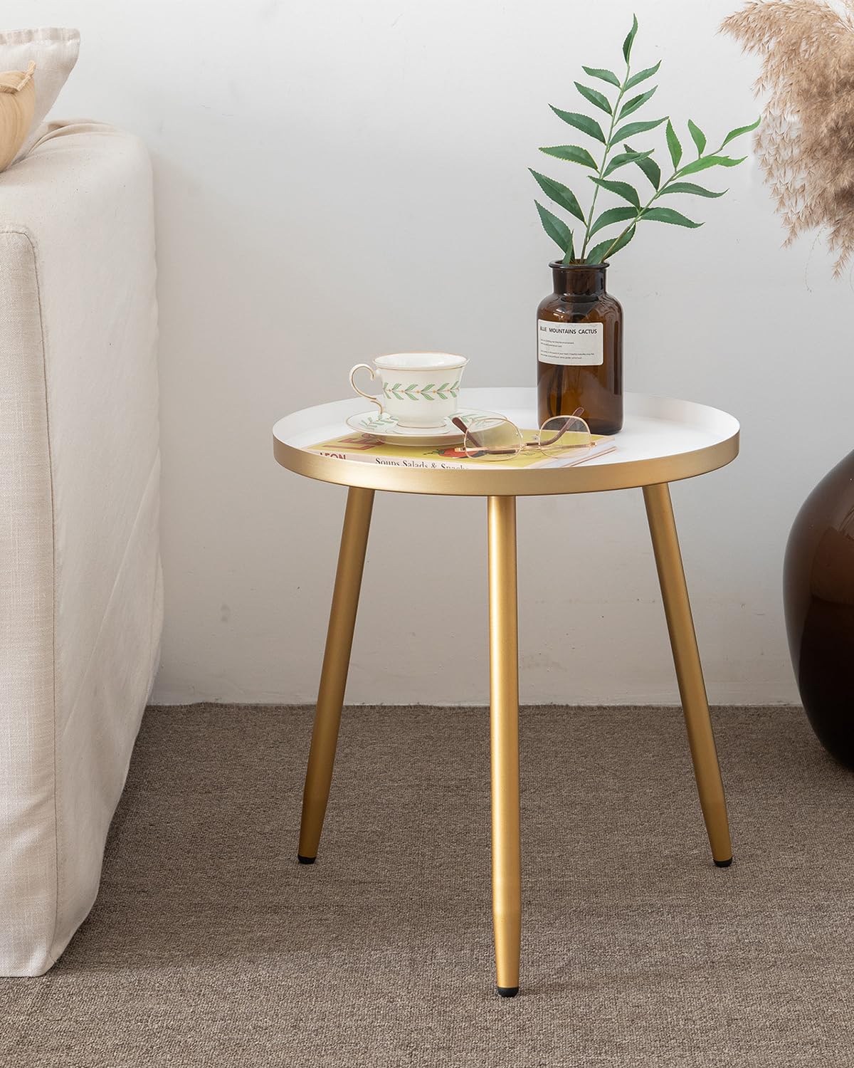 AOJEZOR Side Table: End Table for Indoor Use - Small Side Tables for Small Spaces All Matte Black with 3 Legged