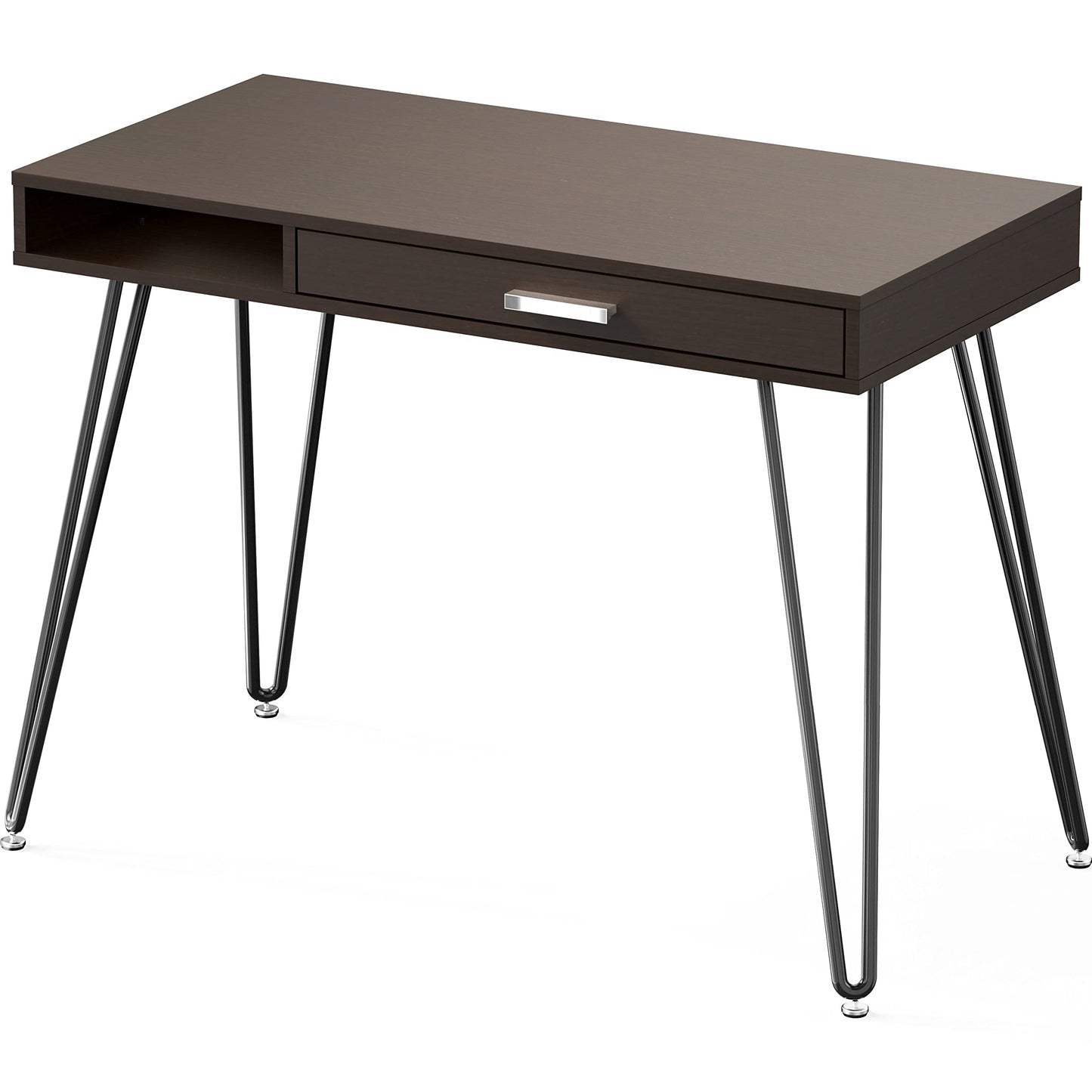 SHW Home Office Computer Hairpin Leg Desk with Drawer, Rustic Brown