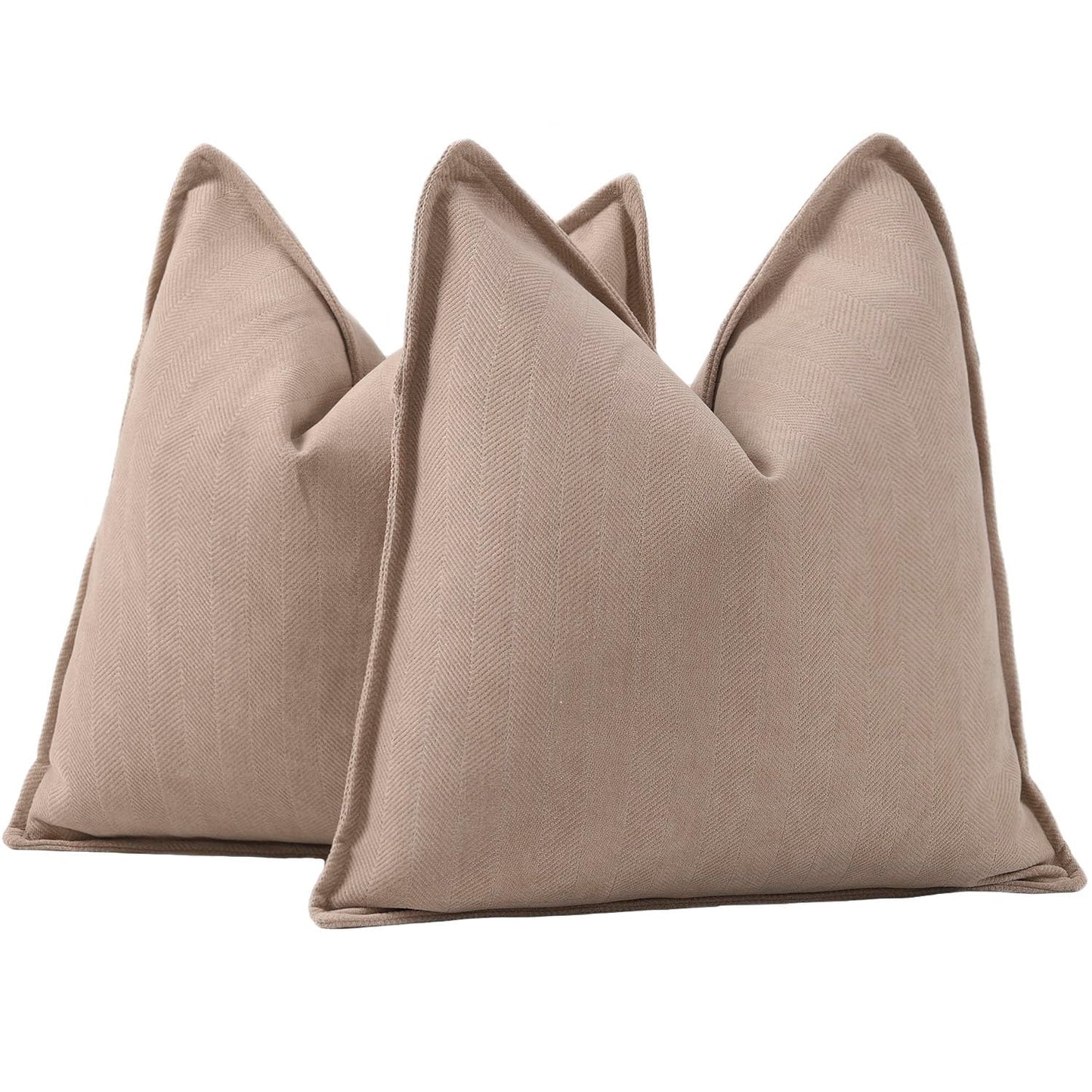 MADIZZ Textured Chenille Throw Pillow Covers Set of 2 Super Soft Decorative Pillow Covers Boho Cushion Covers Modern Pillowcases Farmhouse Home Decor for Sofa Bedroom 18x18 inch Beige