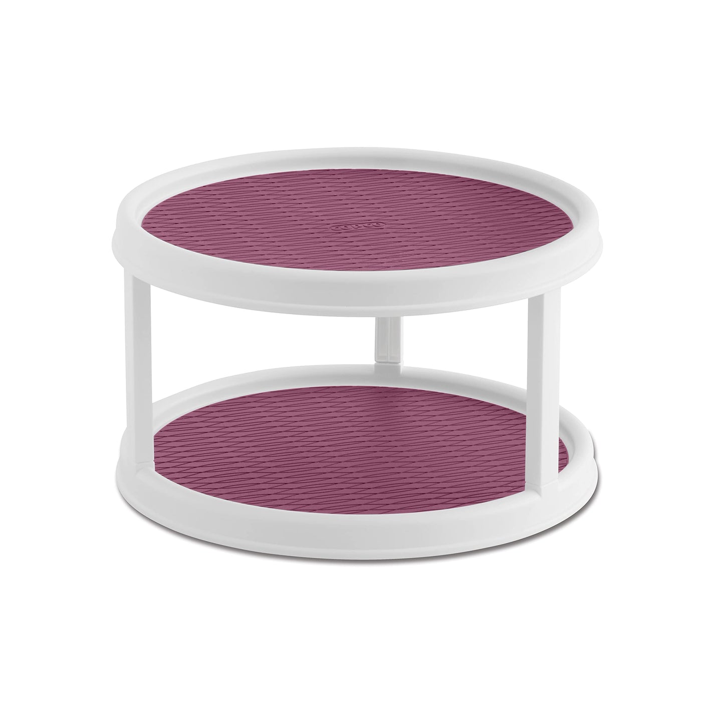 Copco Non-Skid Turntable, storage organizer 2-Tier, 12-Inch, Durable & Easy Clean, White/Gray