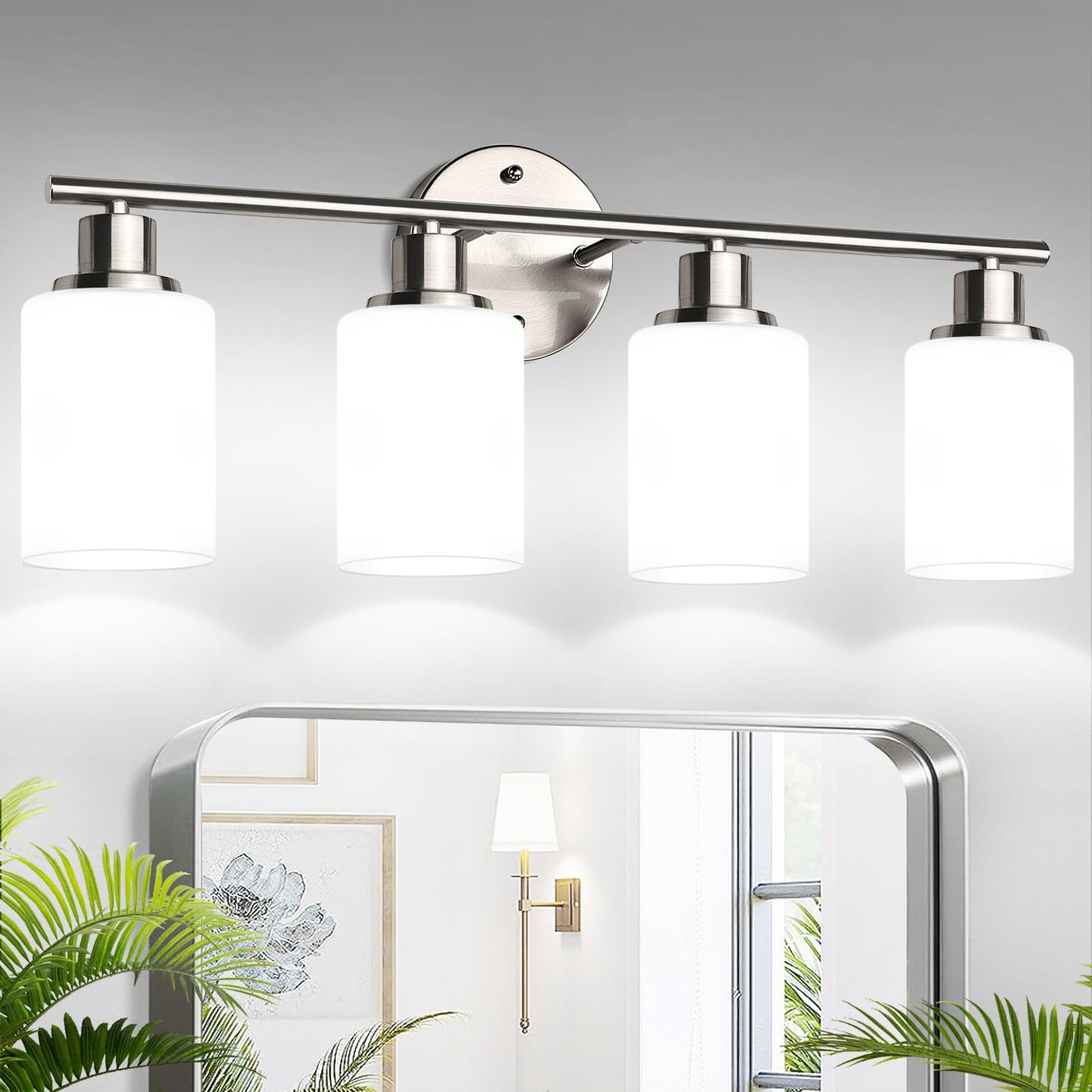 3-Light Bathroom Light Fixtures, Black Modern Vanity Lights with Clear Glass Shade, Bathroom Wall Lamp