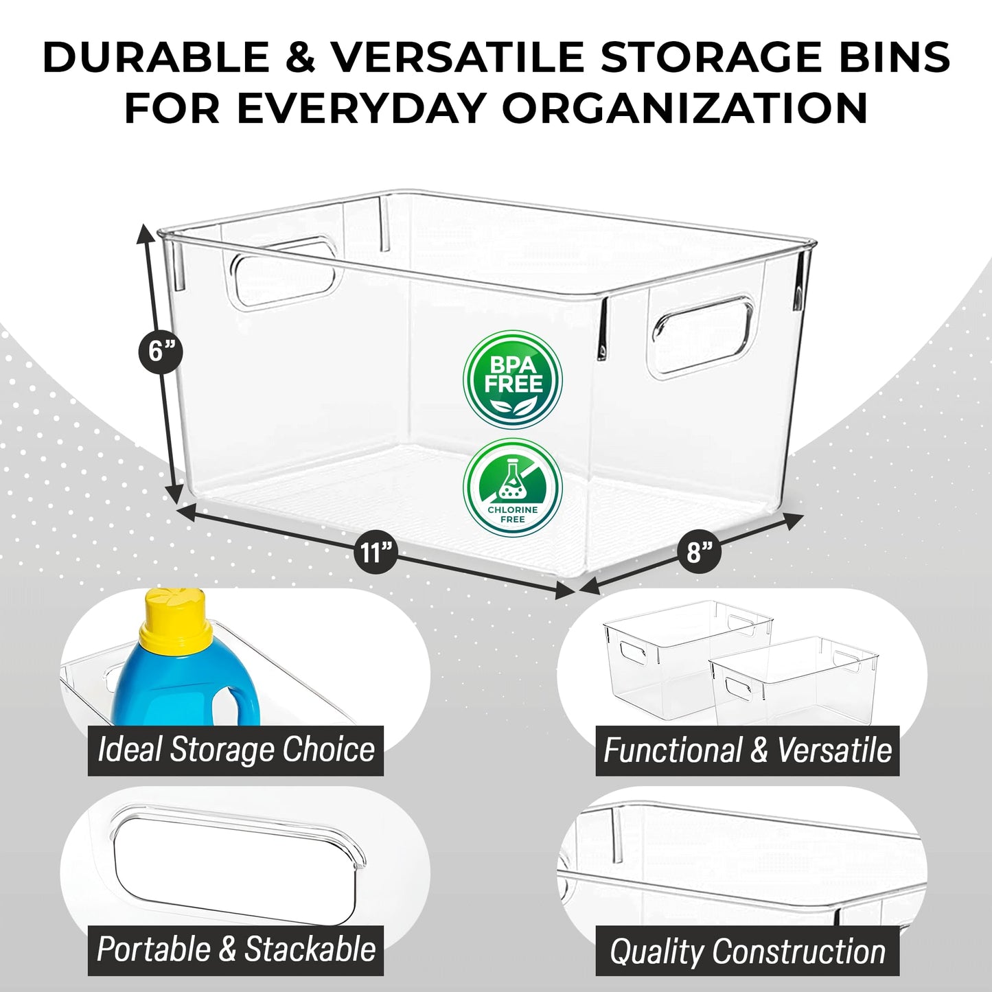 ClearSpace Clear Plastic Storage Bins – Pantry Organizers & Storage Containers, Cabinet Organizer - Home Organization Must Haves!
