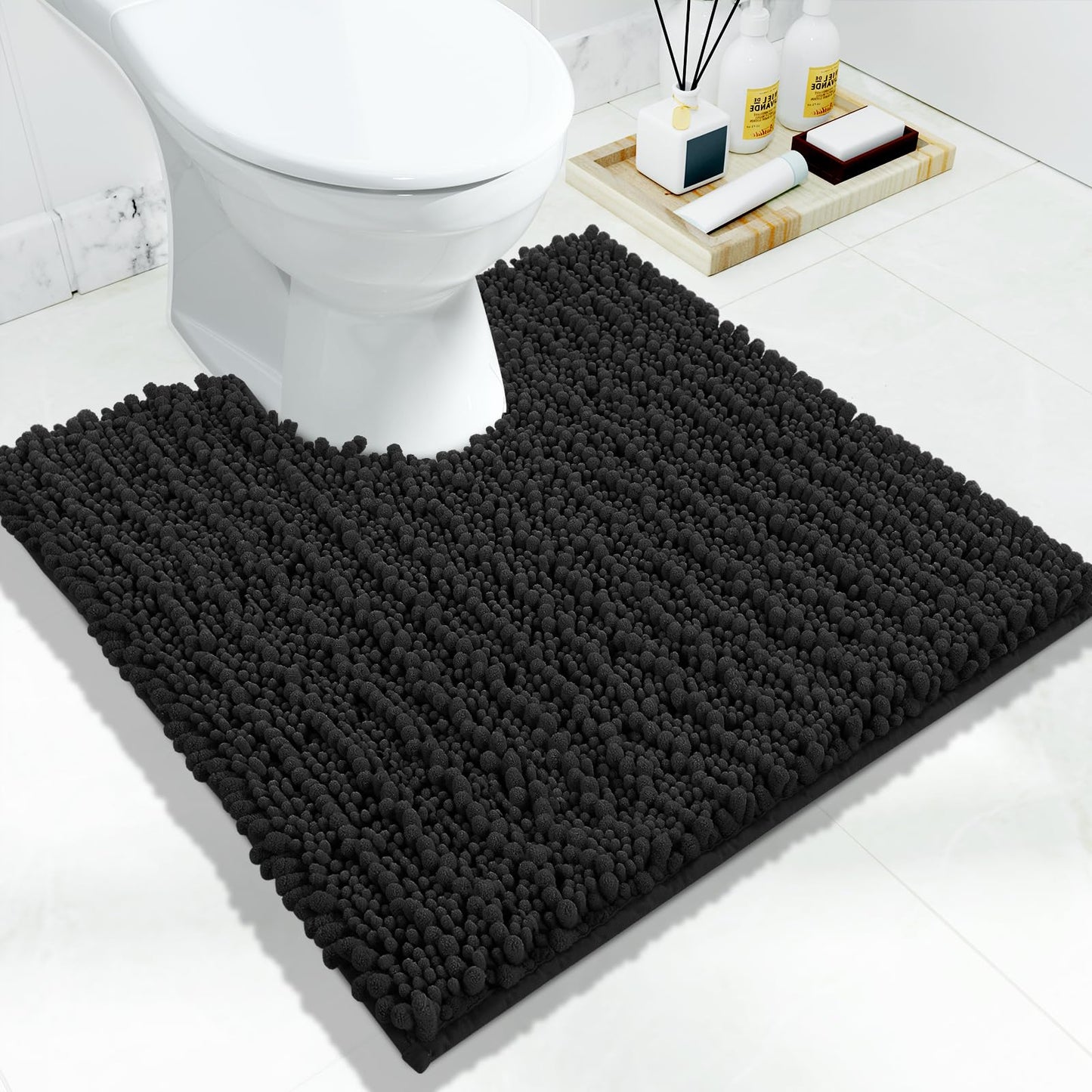 Yimobra Bathroom Rugs Non Slip Washable 32x20 Inch - Ultra Soft Absorbent Chenille Bath Mat, Quick Dry Shaggy Floor Carpet for Tub Shower