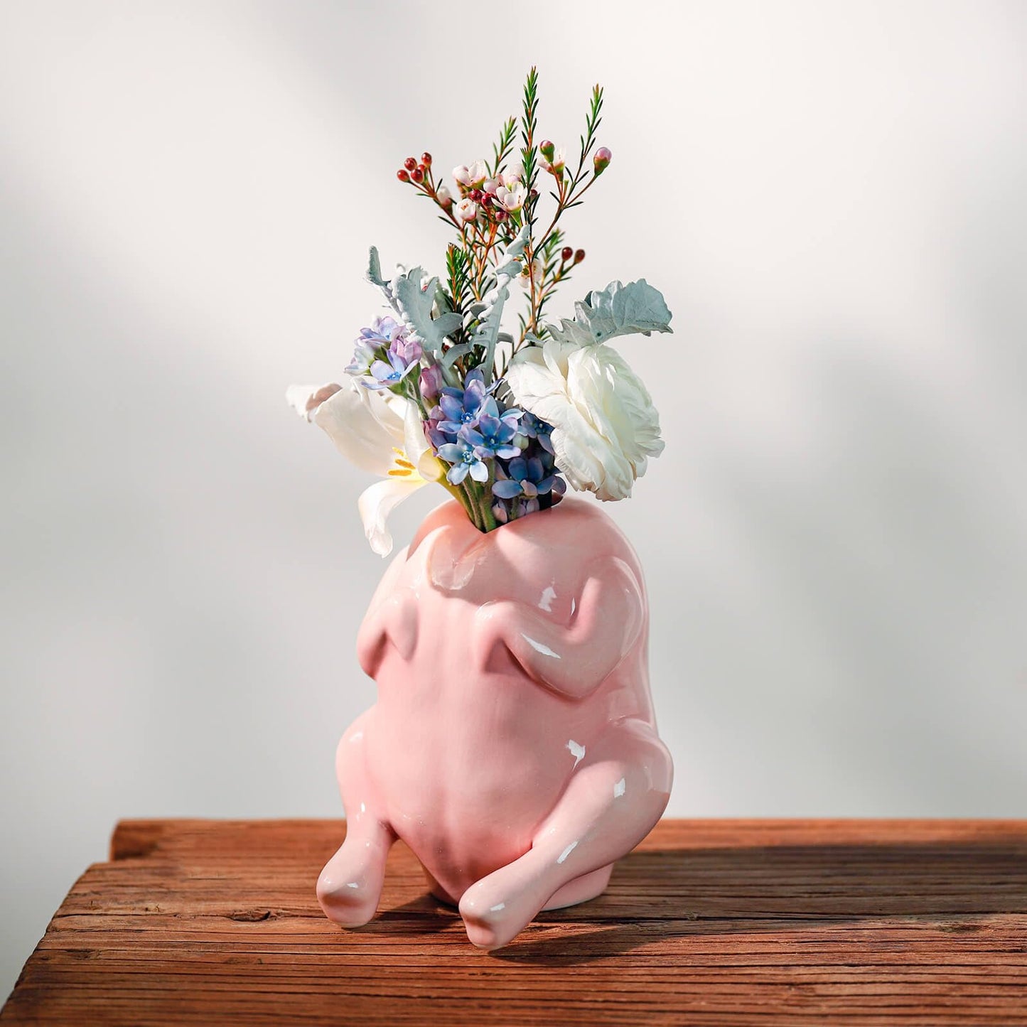 SAANG & JAT Pink Turkey Ceramic Vase - Funny Flower Vase for Home, Unique Office Decor, Quirky Centerpiece for Table or Shelf, Perfect for Women, Teacher Gift, Mothers Day